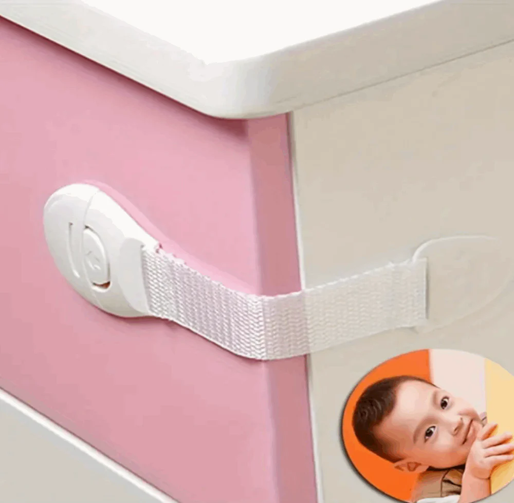 Child Safety Cabinet Locks – 10-pack adjustable adhesive latches for drawers, refrigerators, and toilets