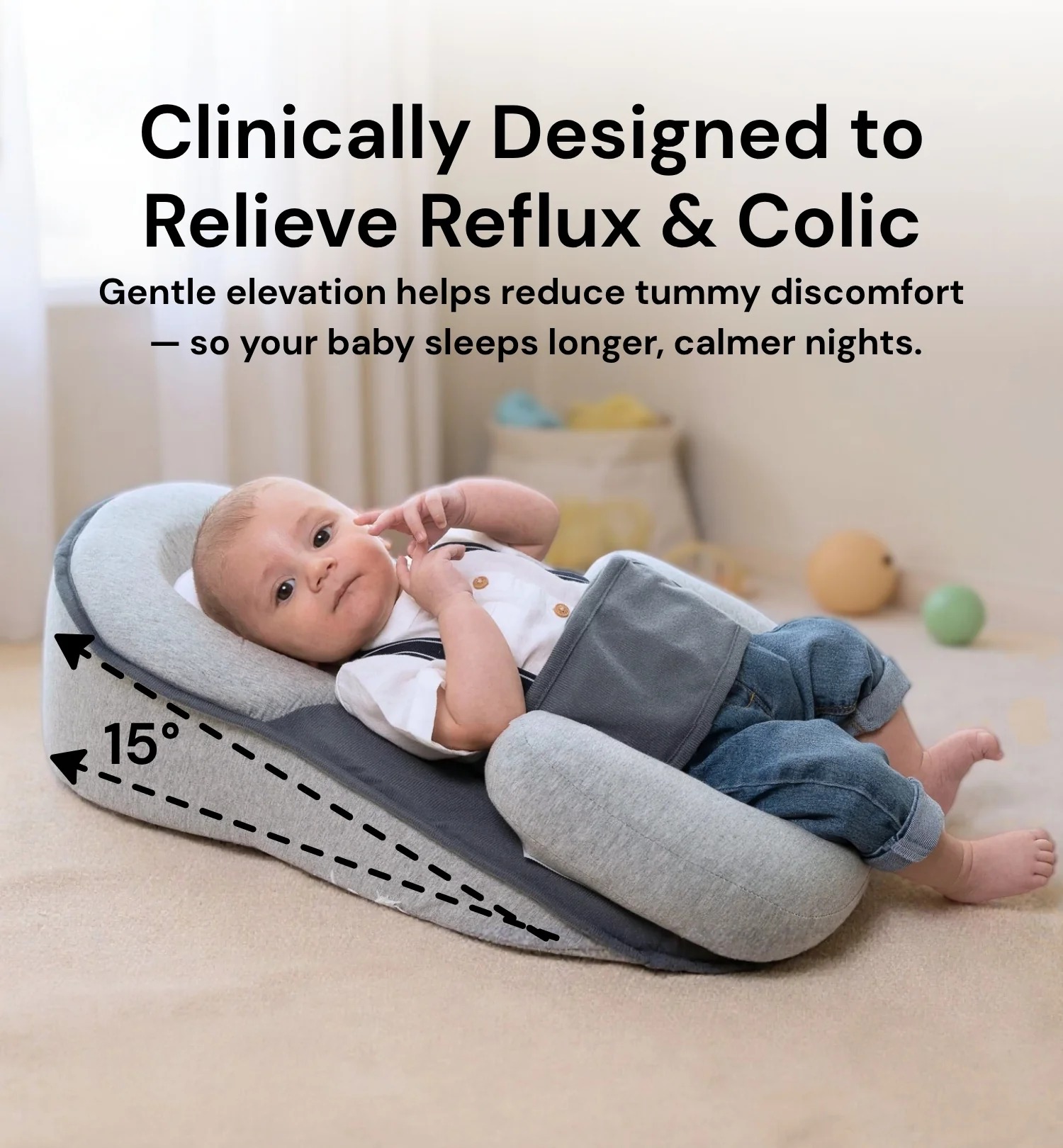 Anti-spill and anti-choking pillow for babies