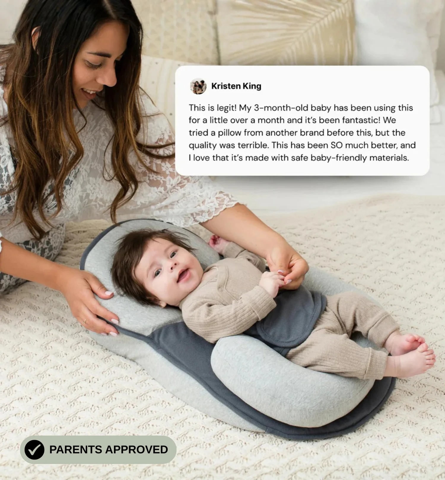 Anti-spill and anti-choking pillow for babies