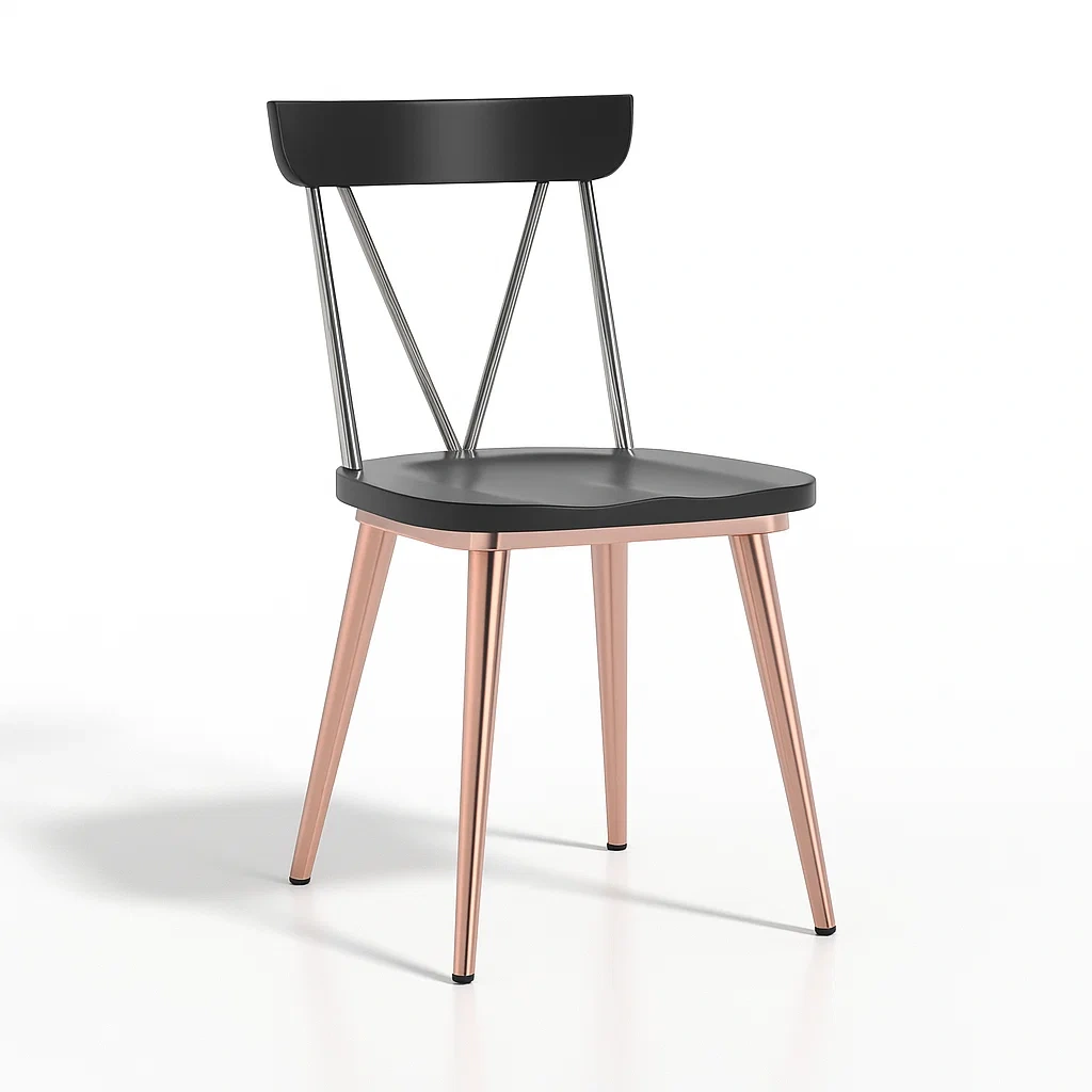 Chaise de salle à manger en métal noir et cuivre avec acier hauteur 85 cm-Decofyn