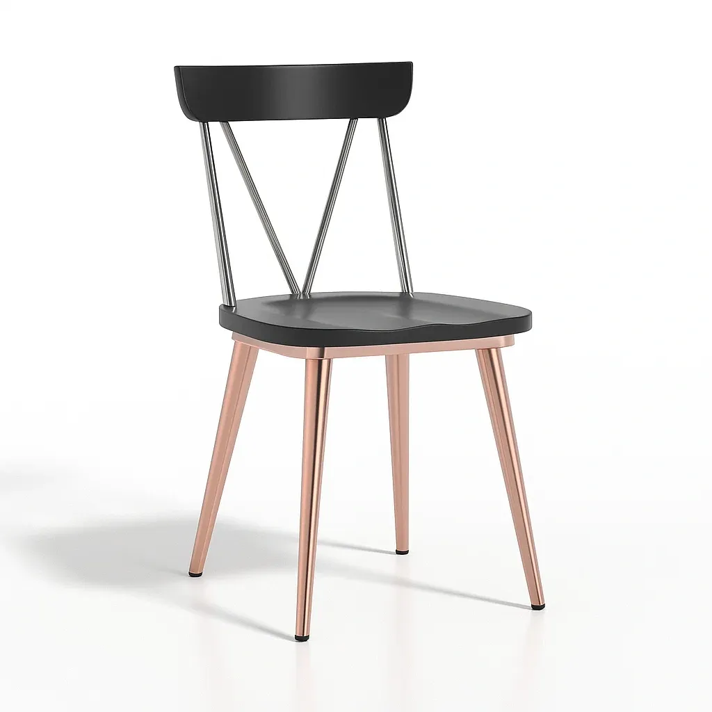 Chaise de salle à manger en métal noir et cuivre avec acier hauteur 85 cm-Decofyn