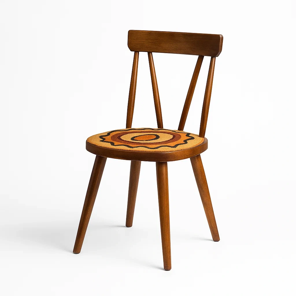 Chaise de salle à manger en bois avec assise en tissu-Decofyn