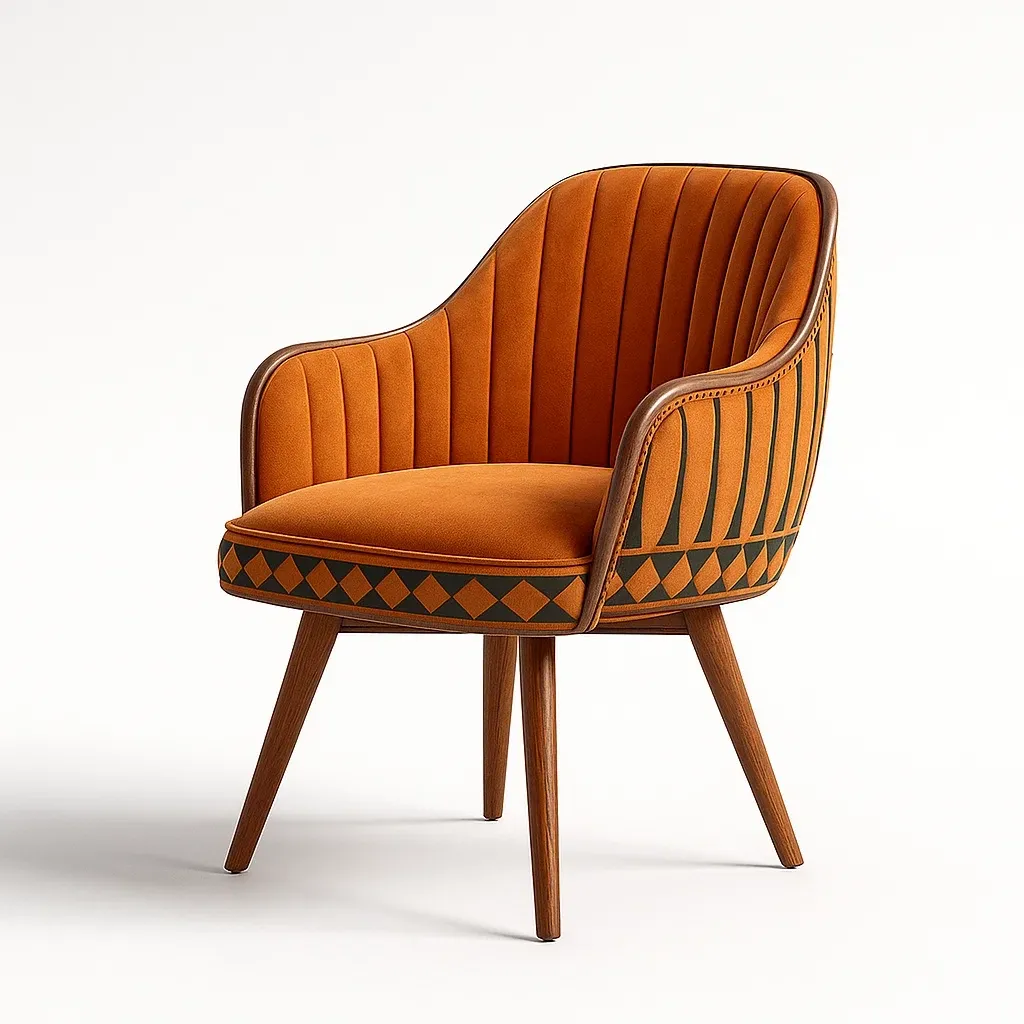 Chaise de salle à manger en velours avec pieds en bois-Decofyn