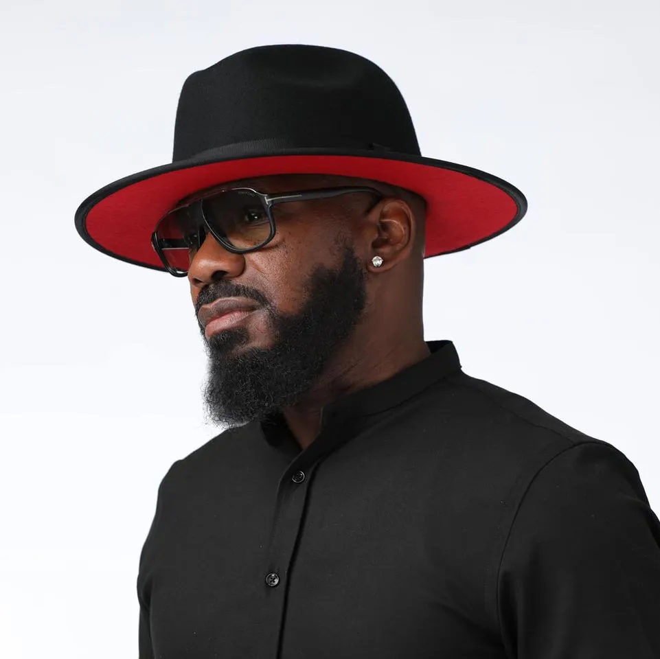 Geoffery Fedora Hat – Black/Red