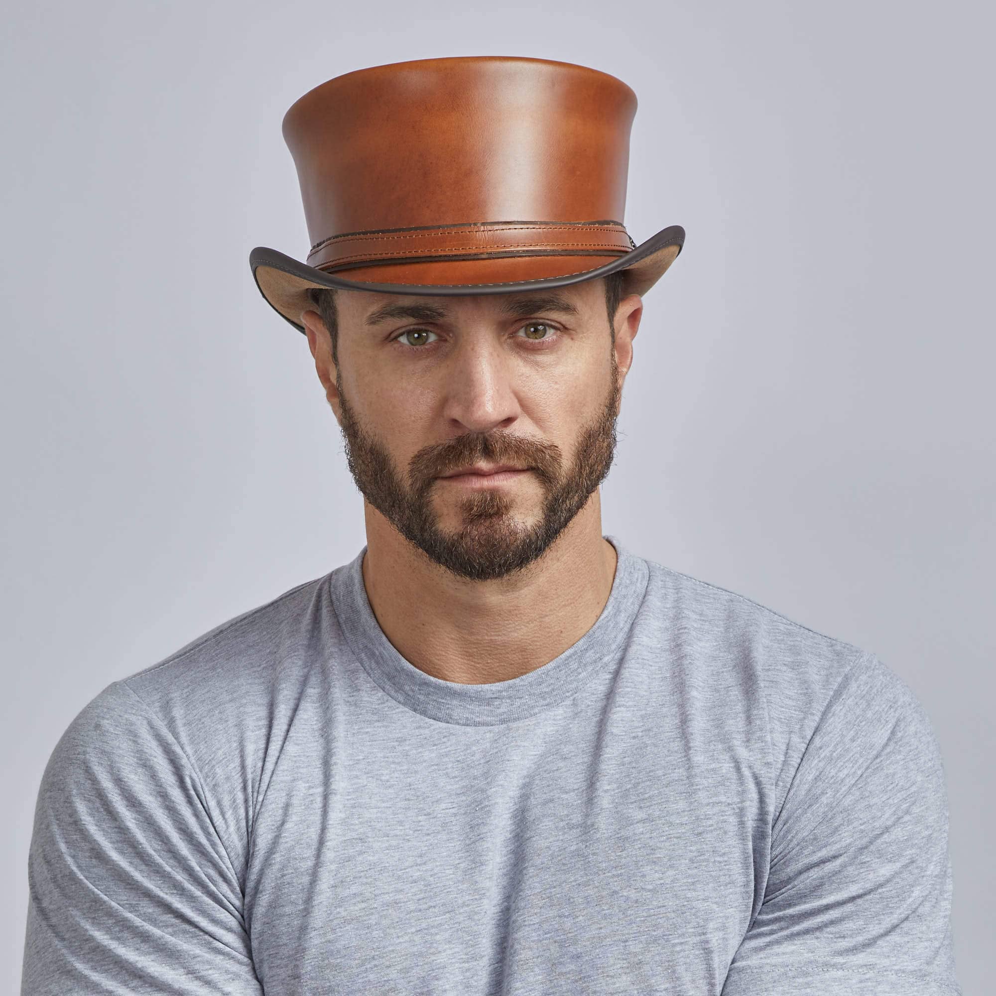 HAMPTON - MENS LEATHER TOP HAT