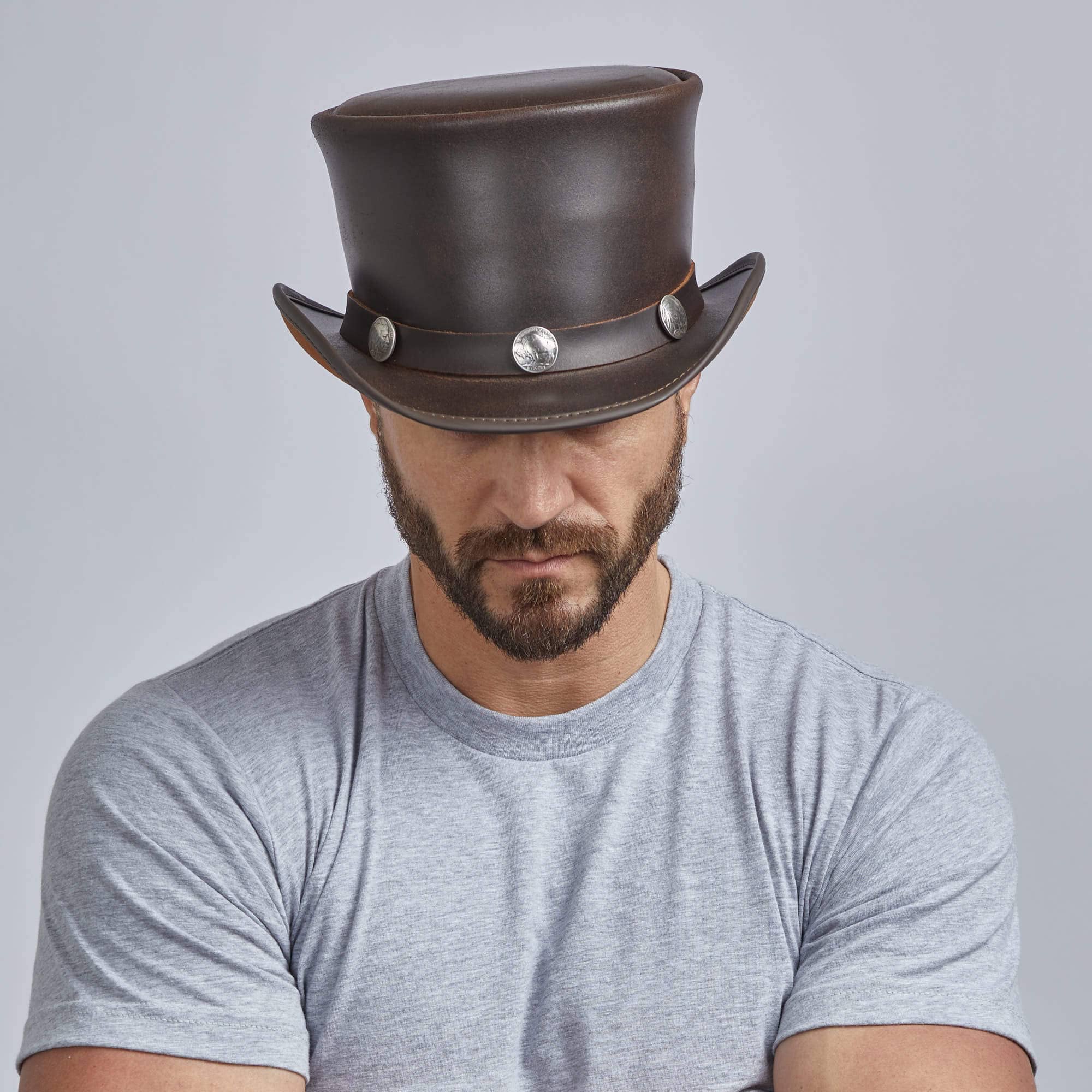 HAMPTON - MENS LEATHER TOP HAT