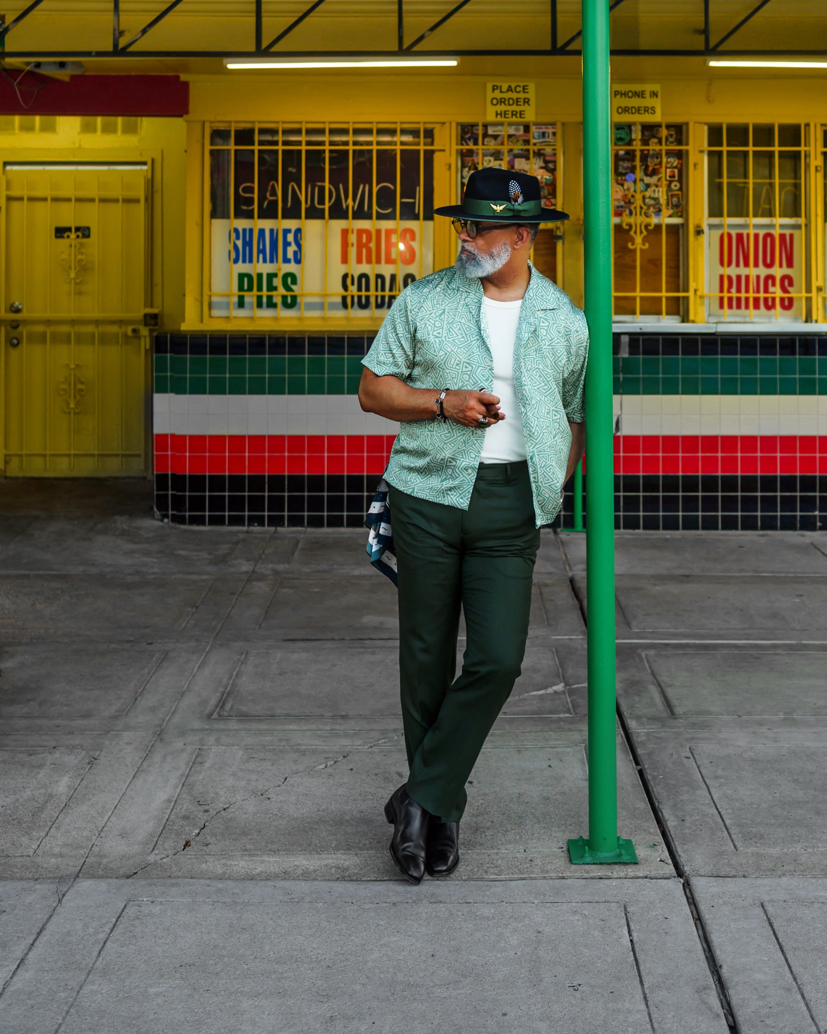 SG Ferguson Fedora Hat - Black + Green