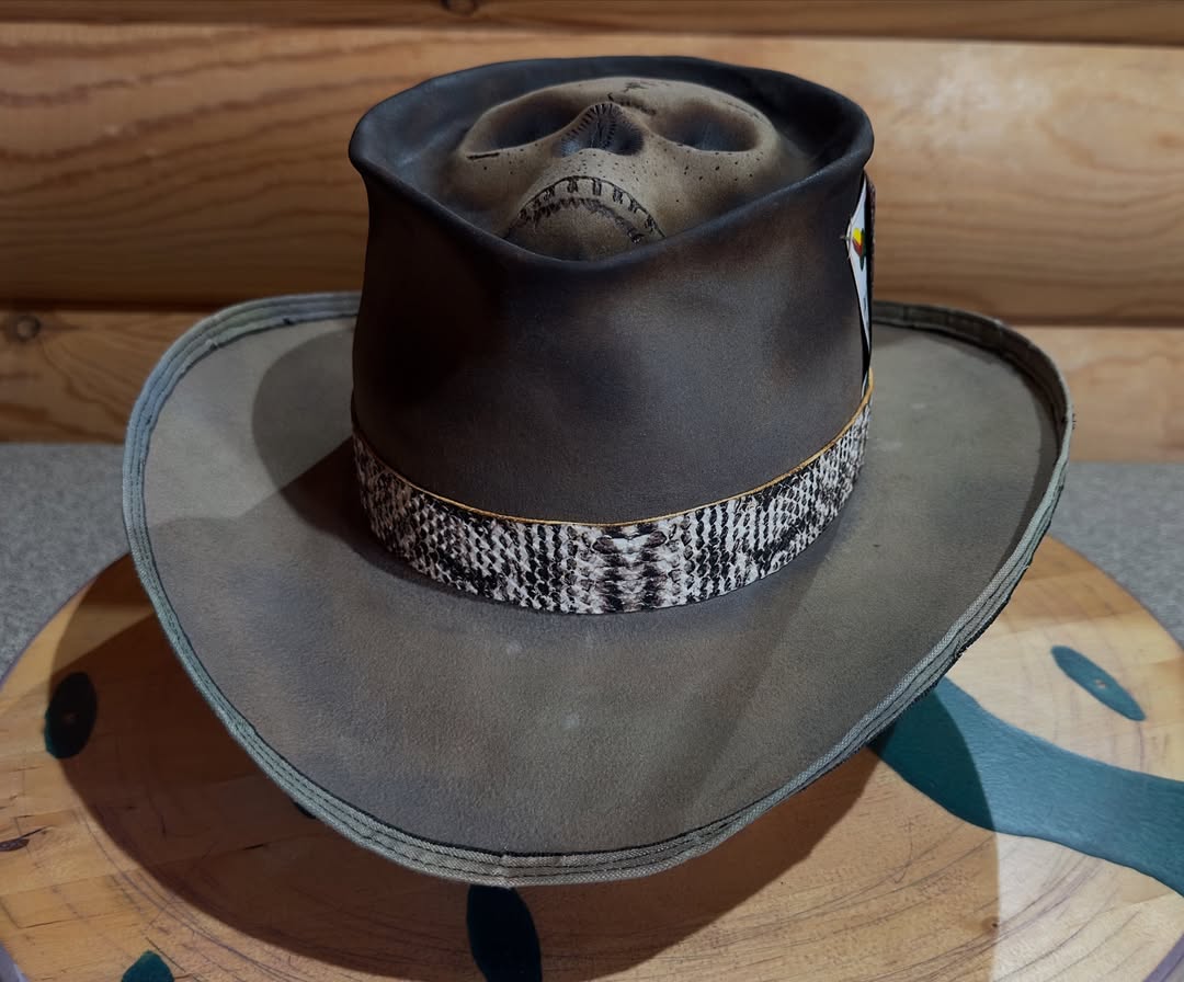 Edgy Skull Western Hat with Snakeskin Accent