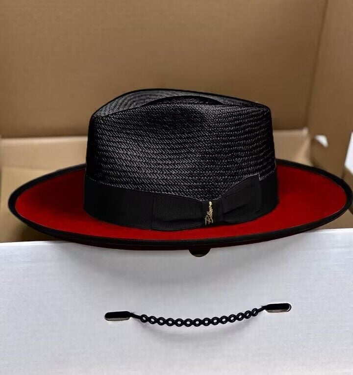 Bellyhat Exclusive Panama and Felt Two Tone Fox-Black/DarkRed