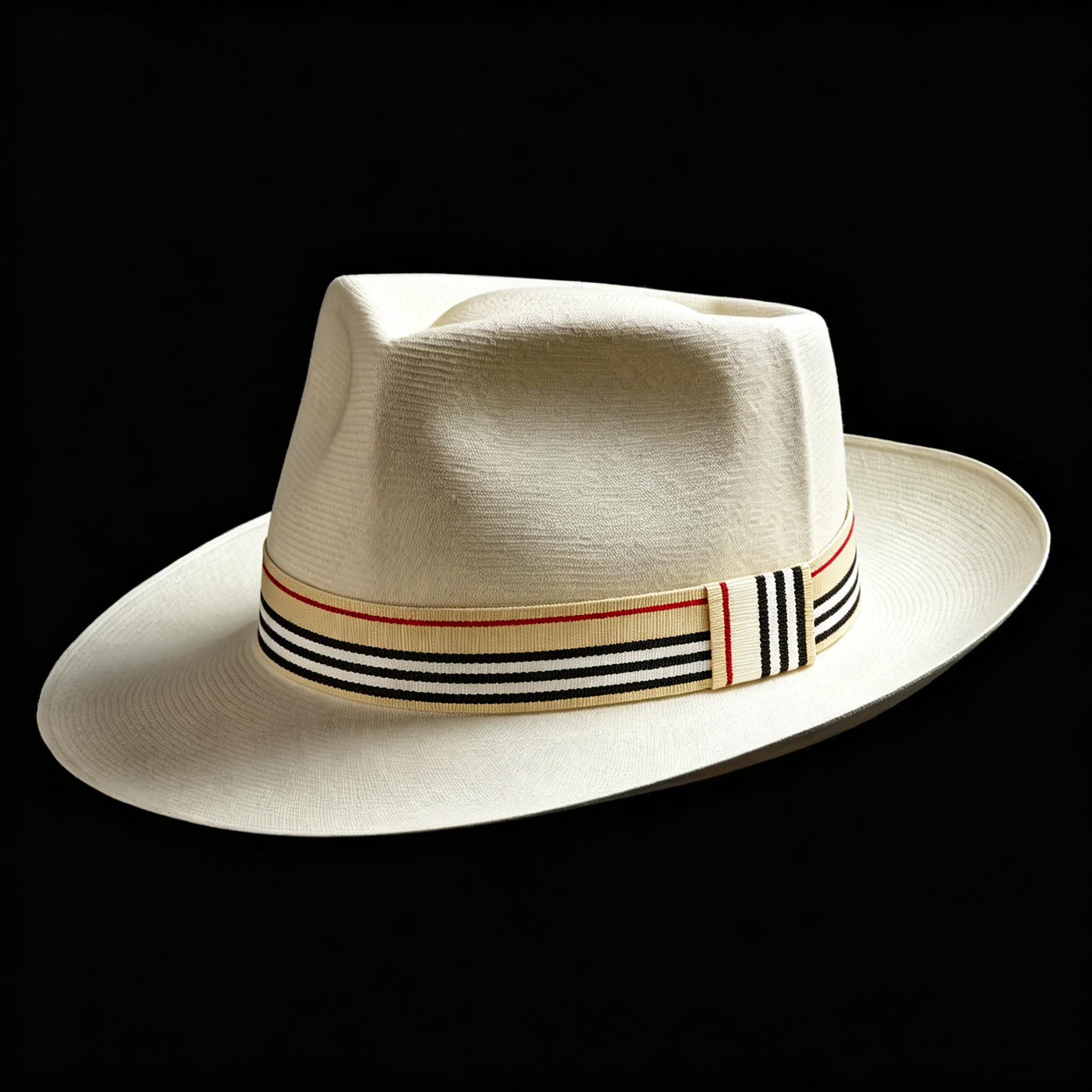 Luxury Montecristi Panama Hat London Stripe British Style Band Handwoven in Ecuador