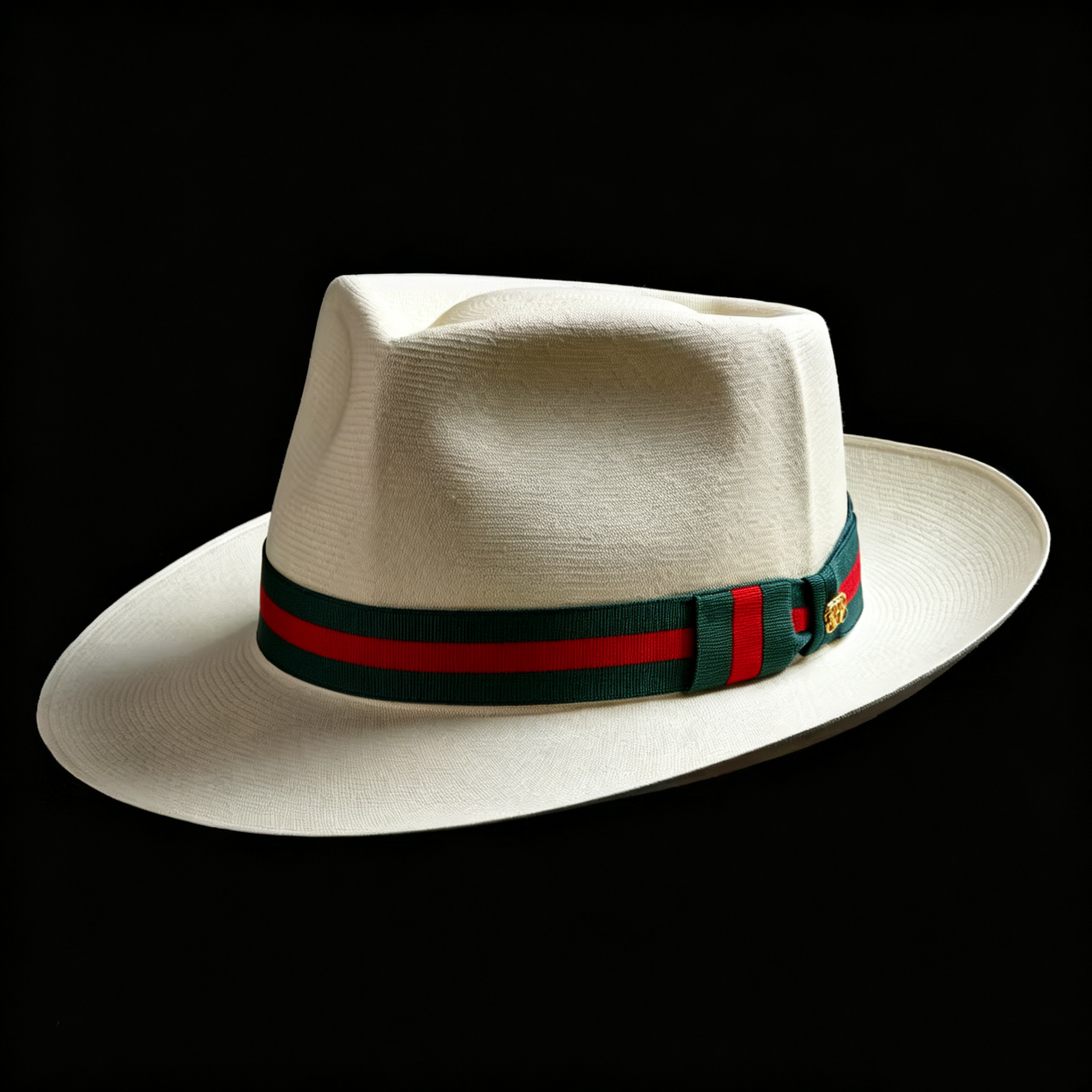 Luxury Montecristi Panama Hat – Milano Stripe Red & Green Band