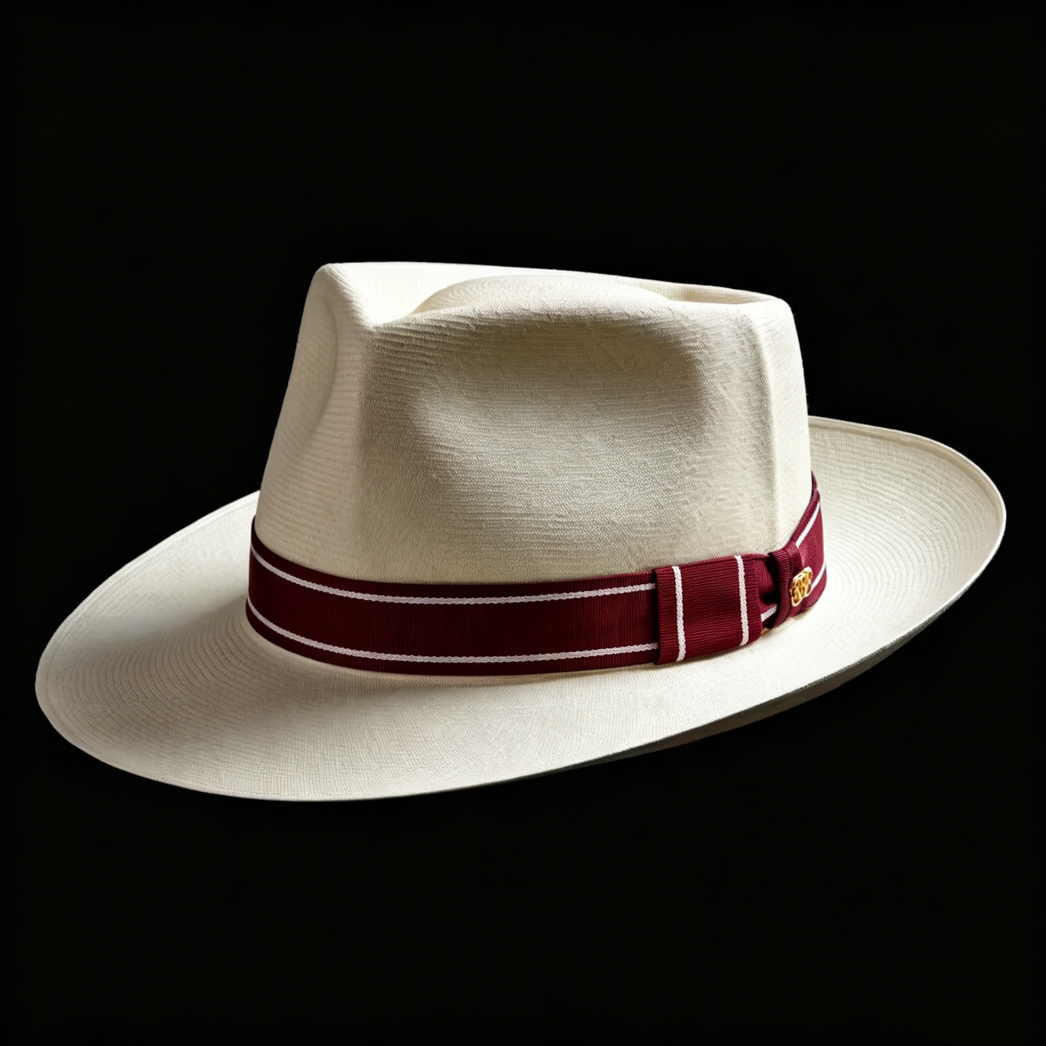 Montecristi Panama Hat – Bordeaux Ribbon Handwoven in Ecuador