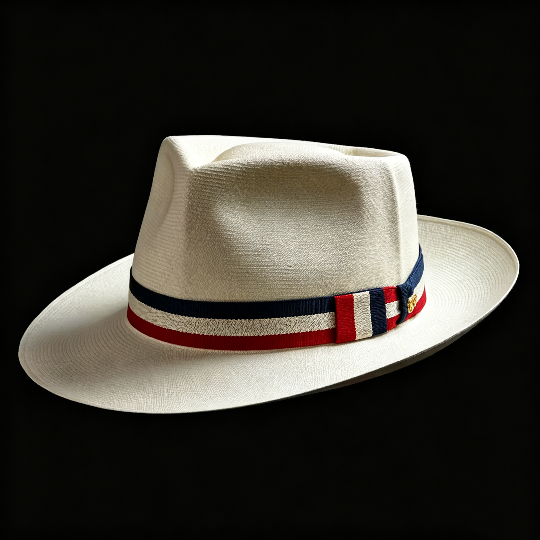 USA Ribbon Panama Hat Montecristi Red White Blue Fedora Ecuador