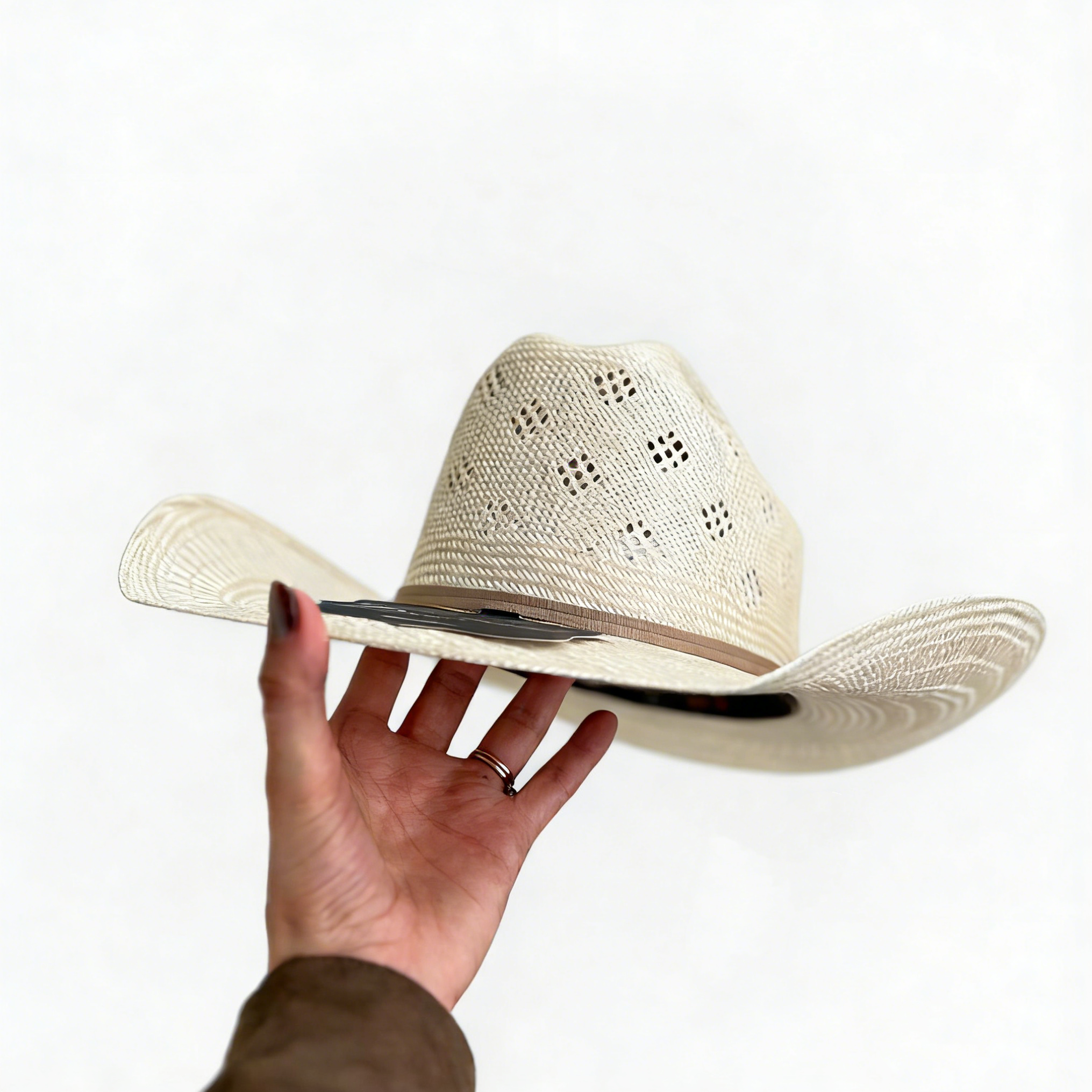 Beige Ribbon Straw Hat