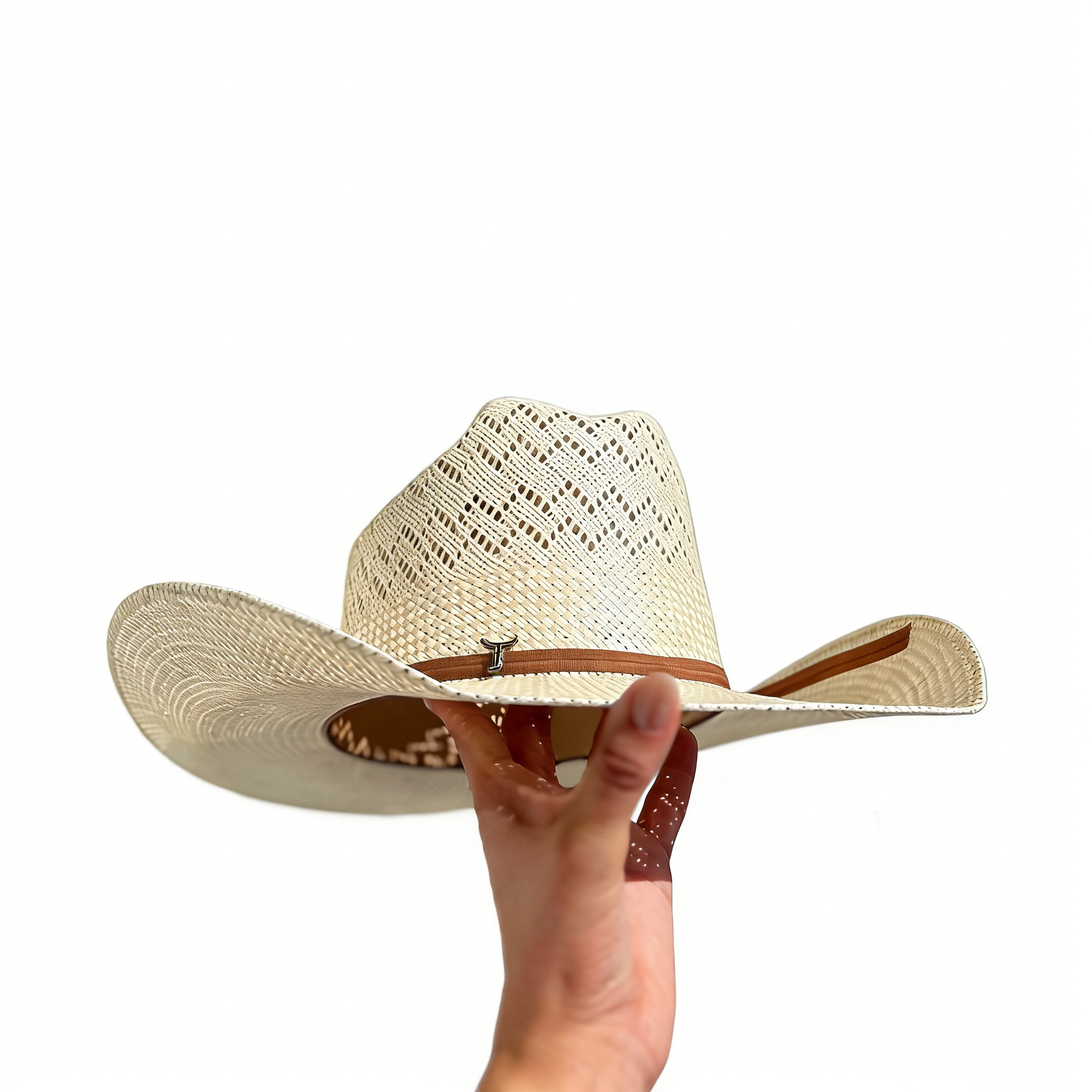 Two-Tone Serrated Straw Hat