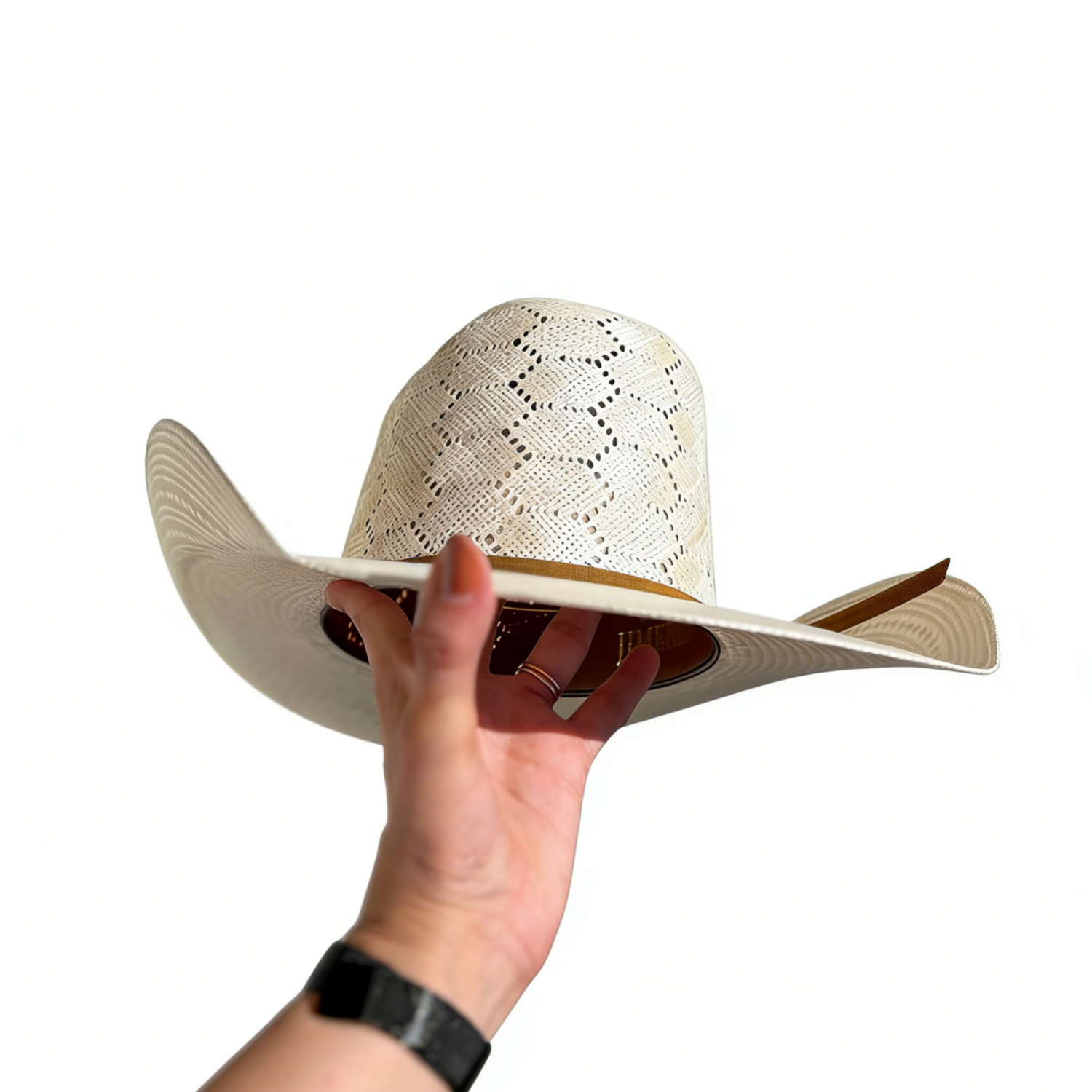 Hexagonal Open-Top Straw Hat