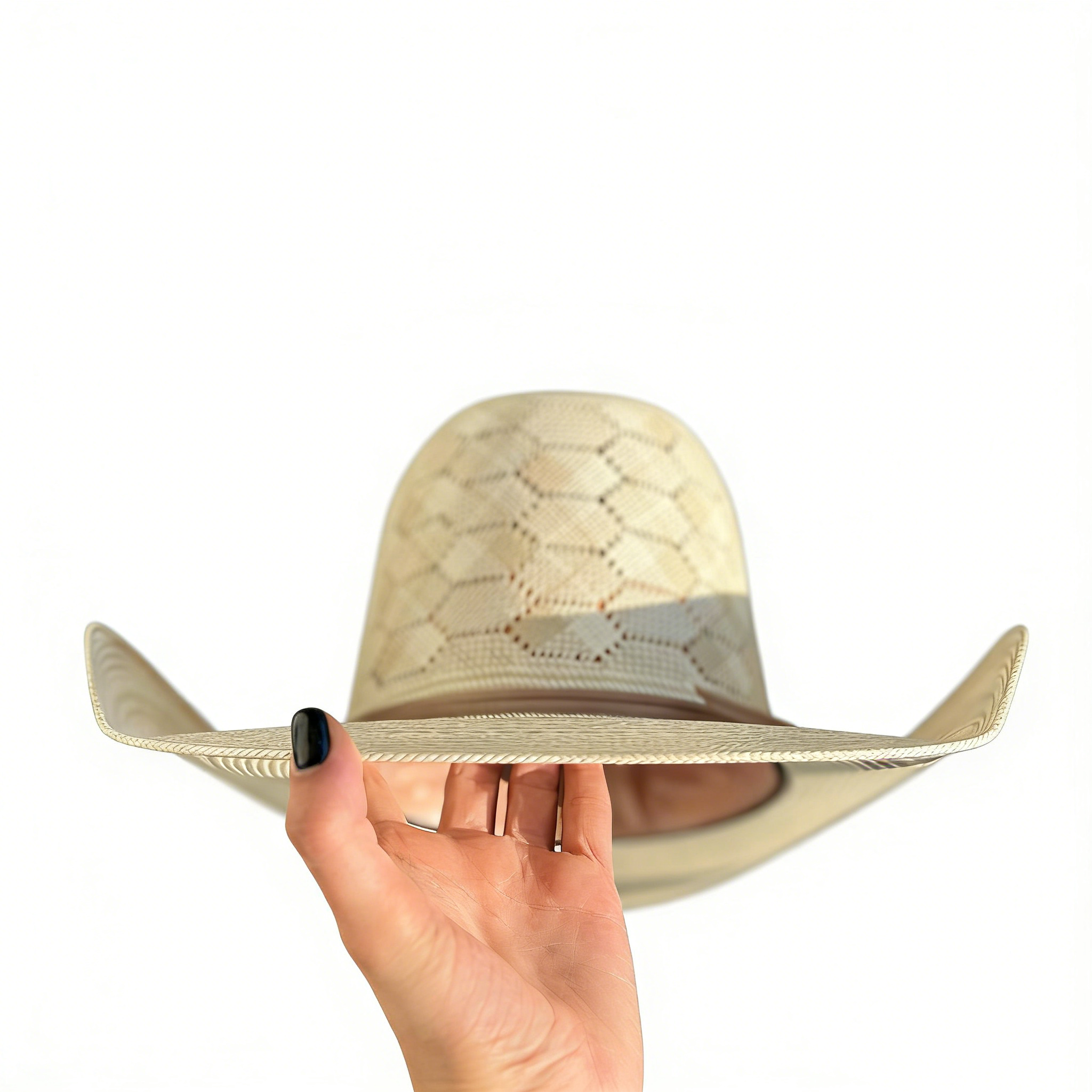 Hexagonal Open-Top Straw Hat