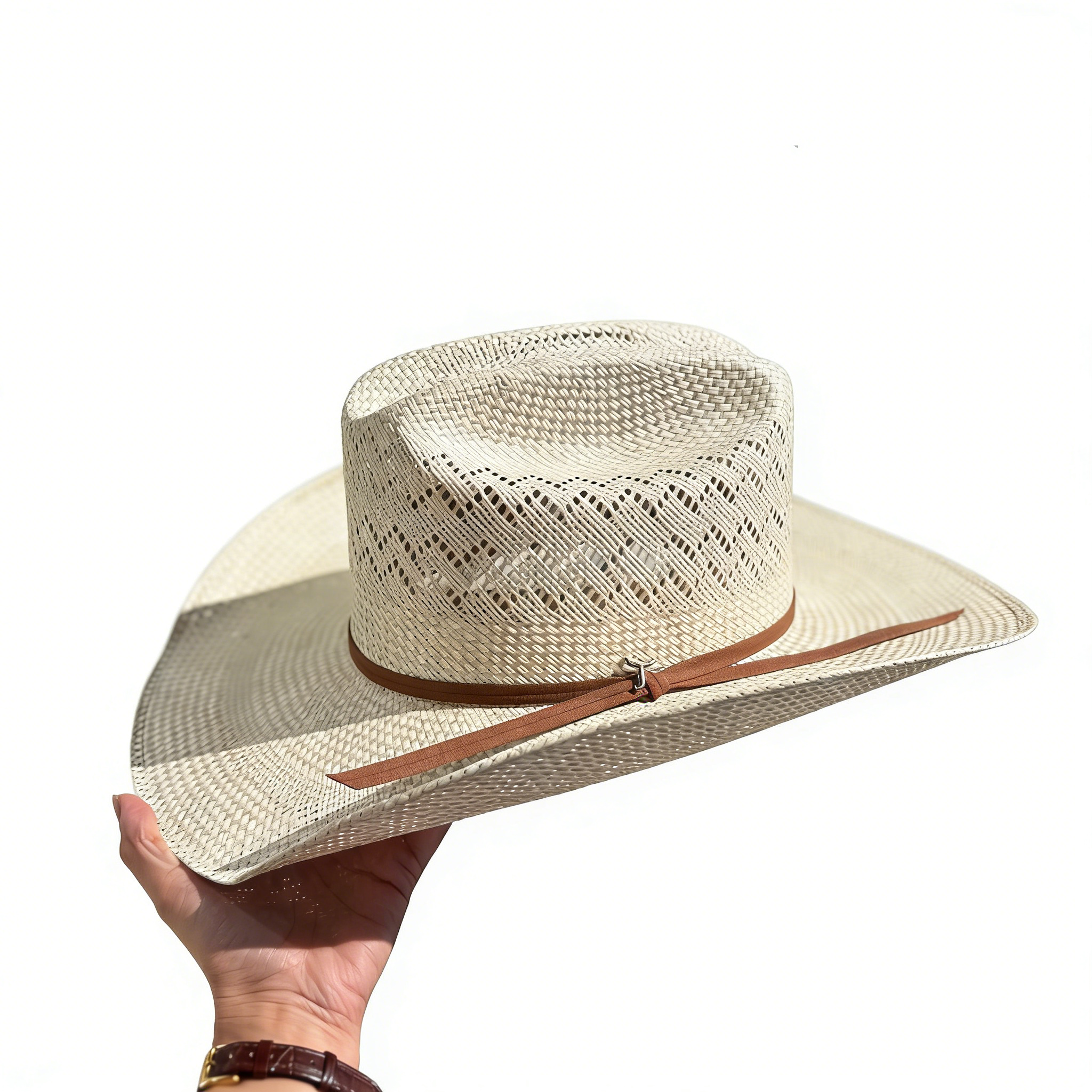 Two-Tone Serrated Straw Hat