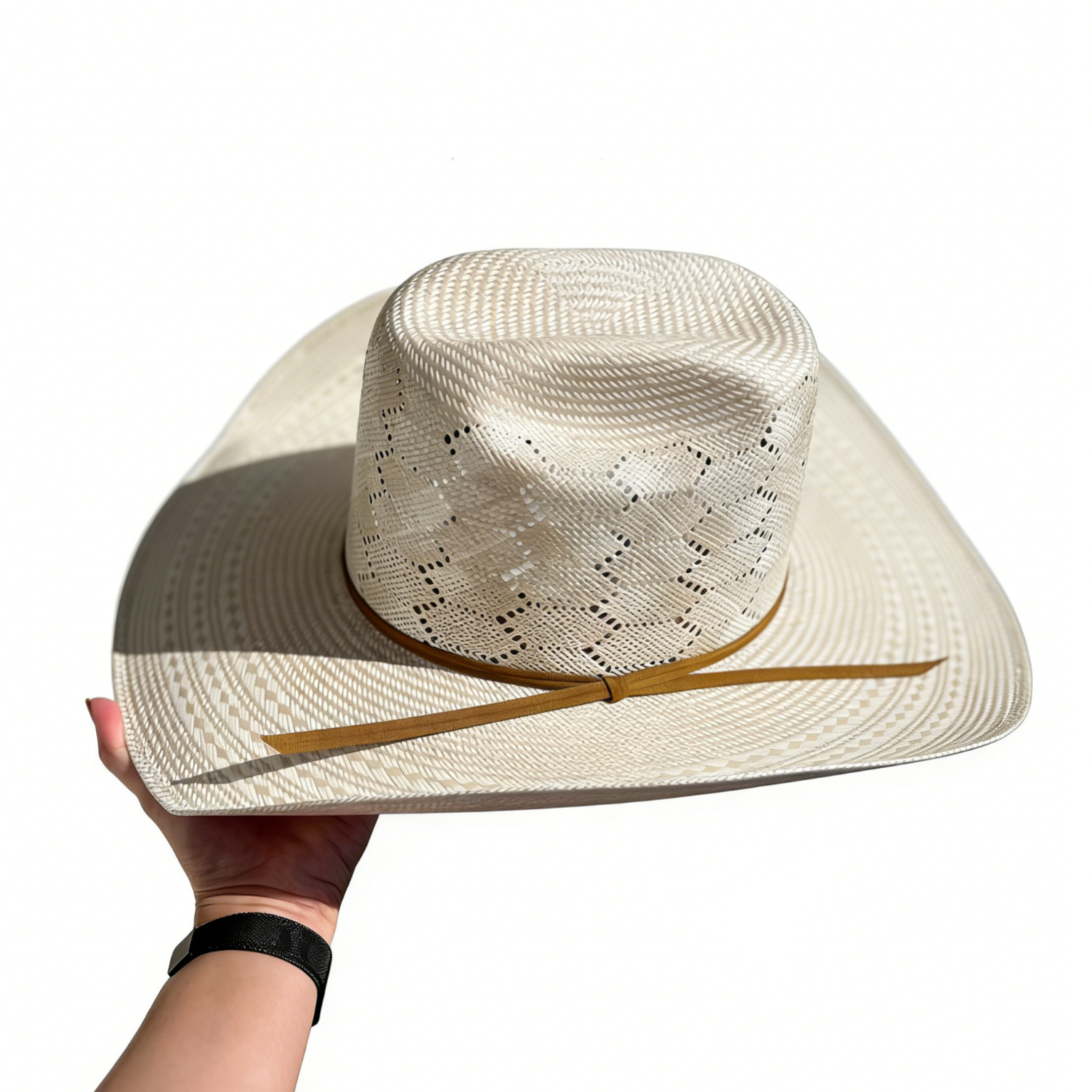 Hexagonal Open-Top Straw Hat