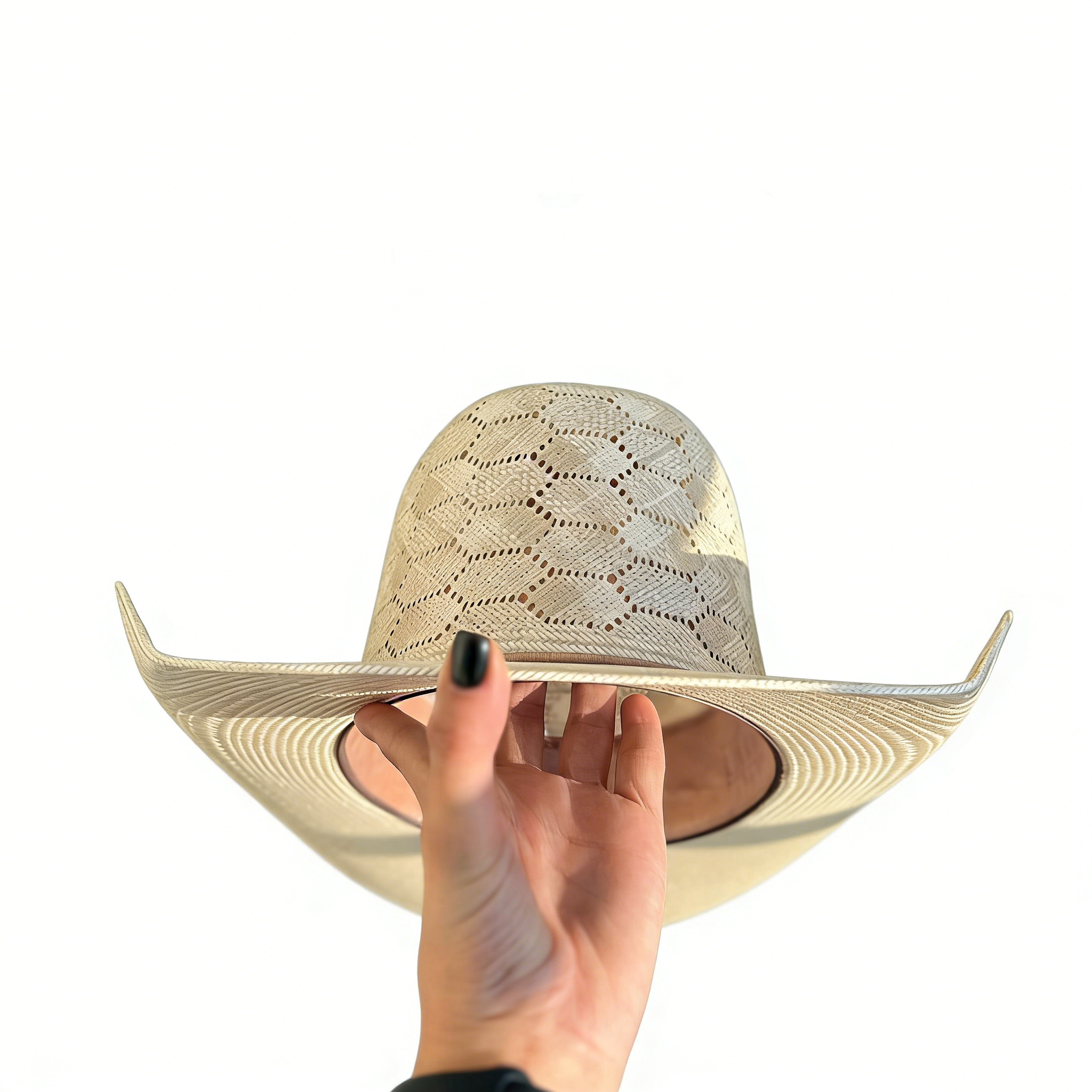 Hexagonal Open-Top Straw Hat