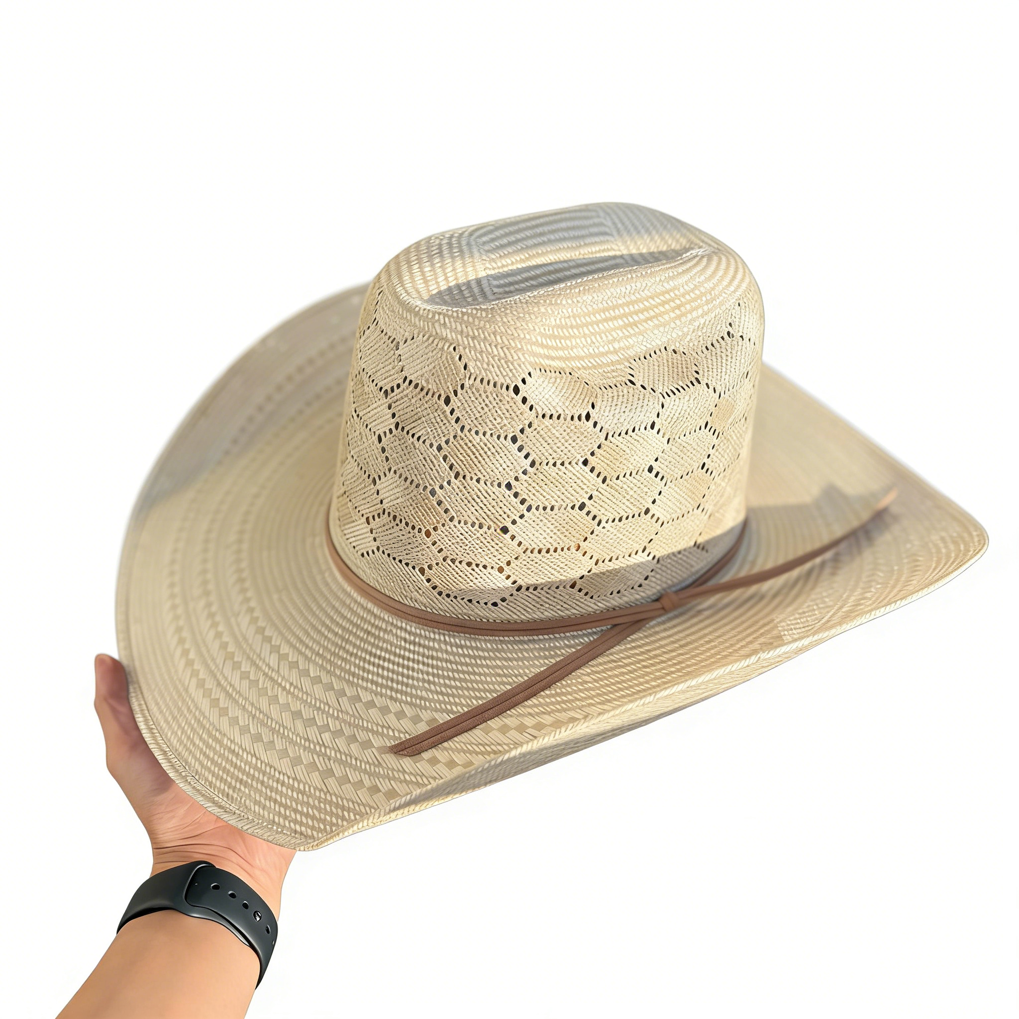 Hexagonal Open-Top Straw Hat