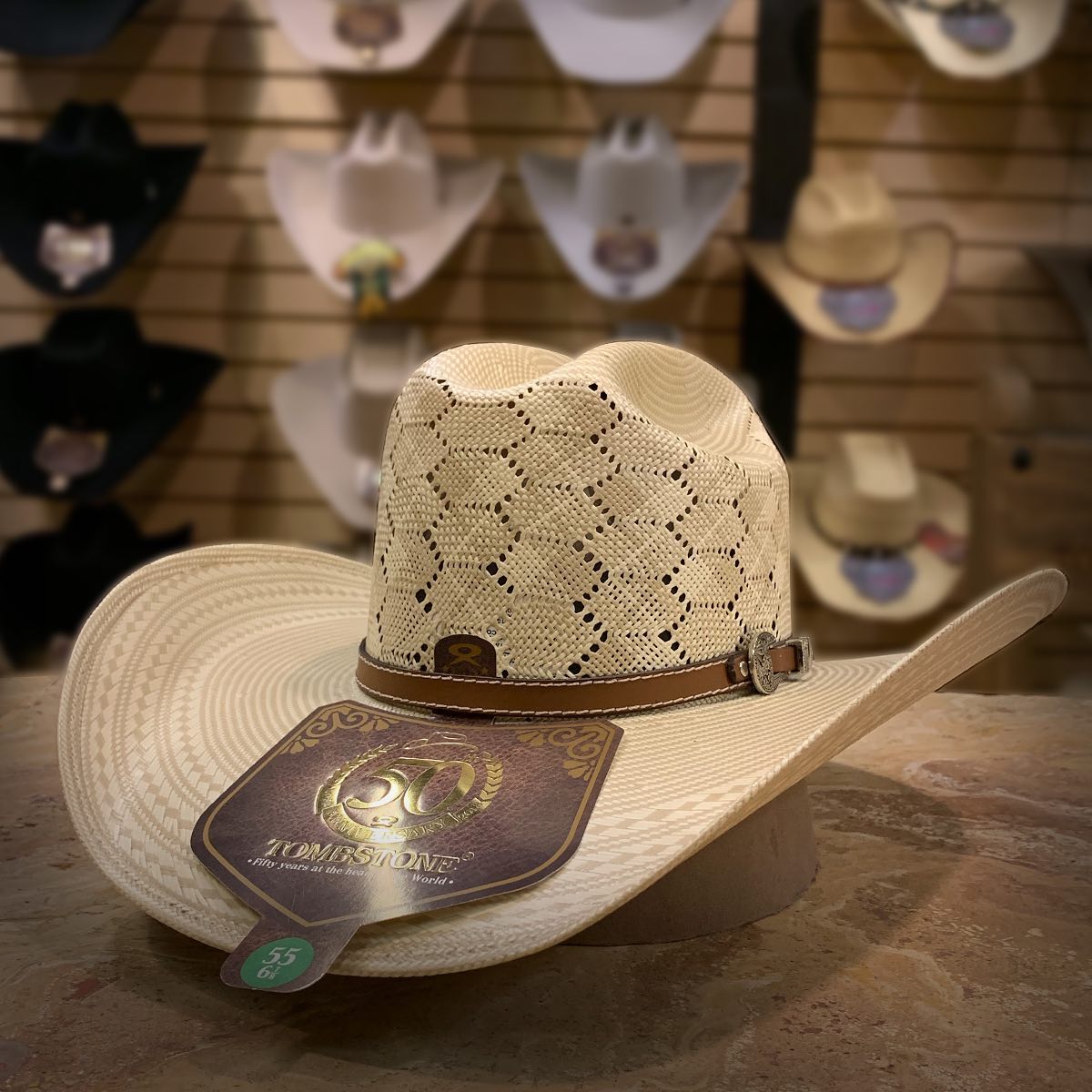 50X Hexagonal Two-Tone Straw Hat