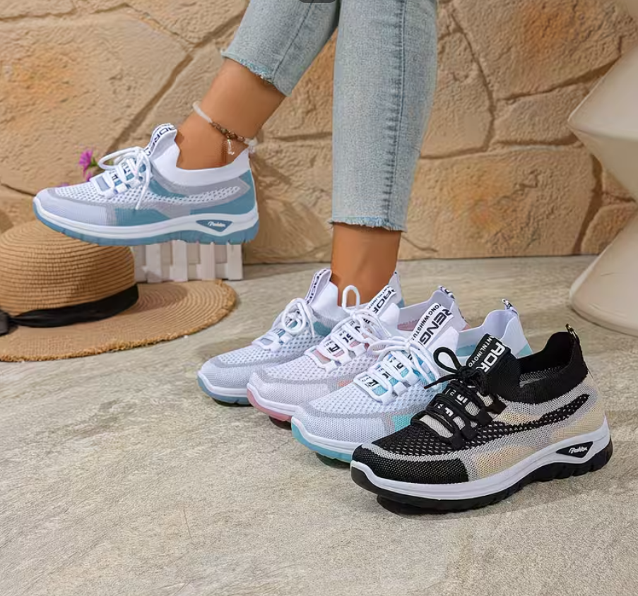Damskie oddychające sneakersy z siateczki z efektem gradientu