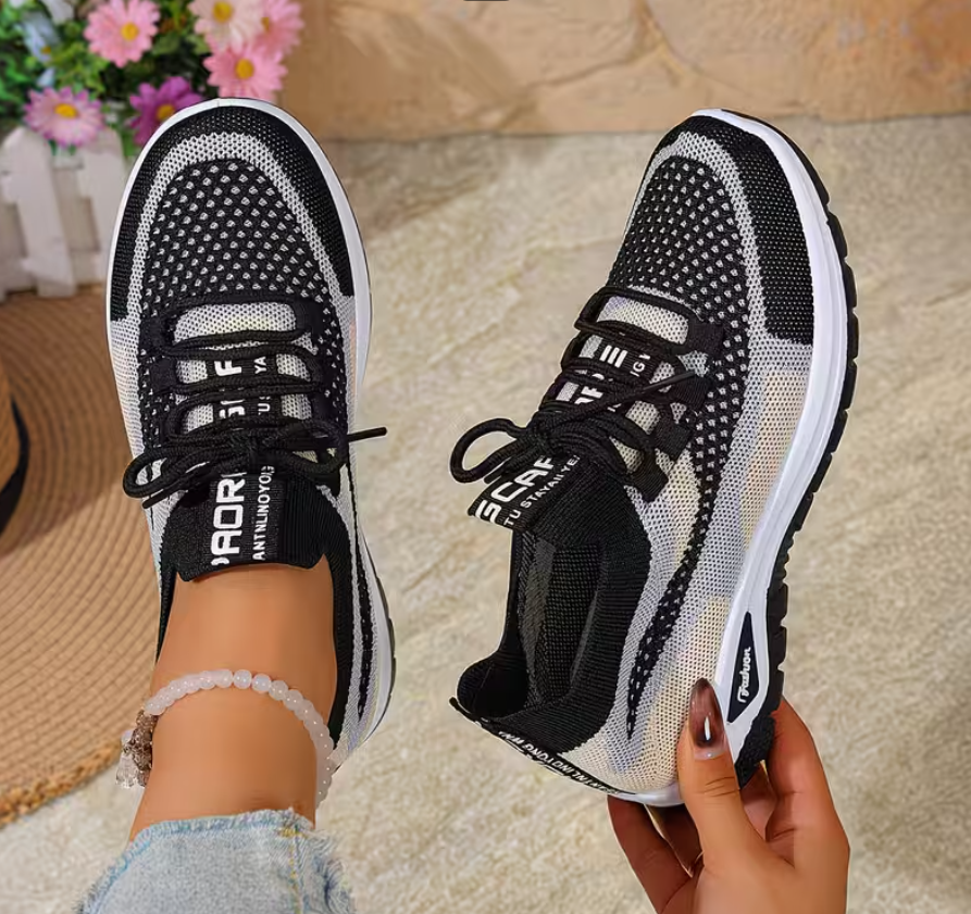 Damskie oddychające sneakersy z siateczki z efektem gradientu