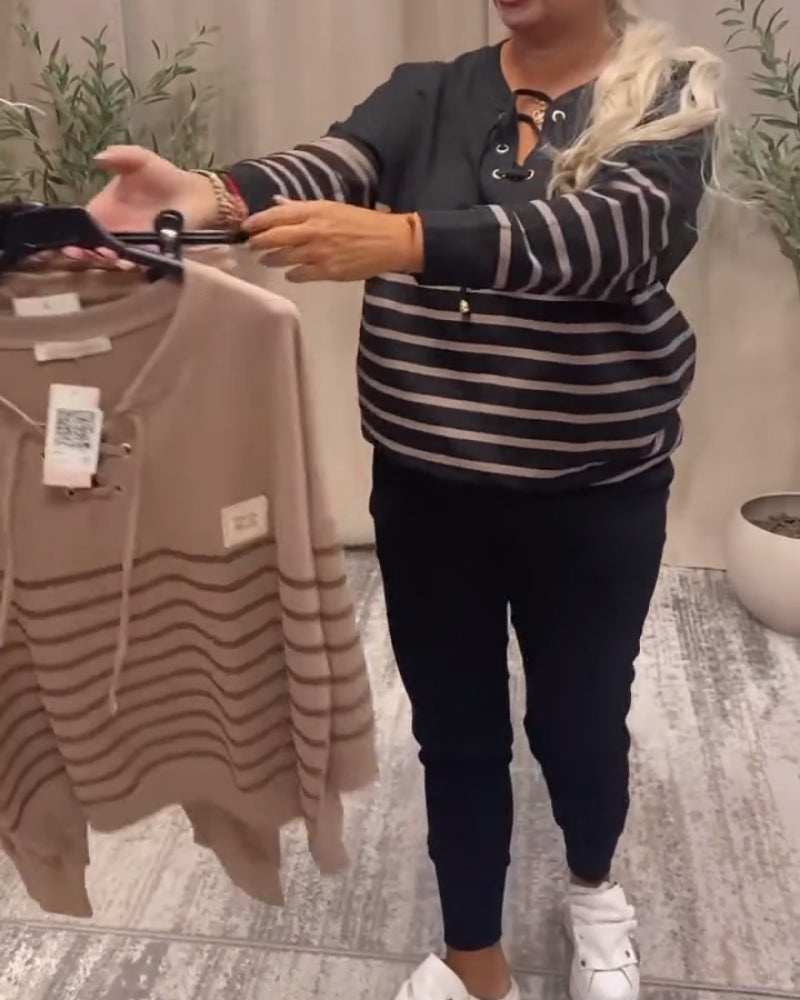 Dwuczęściowy zestaw sportowy w paski do kostki