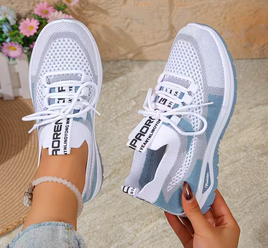 Damskie oddychające sneakersy z siateczki z efektem gradientu