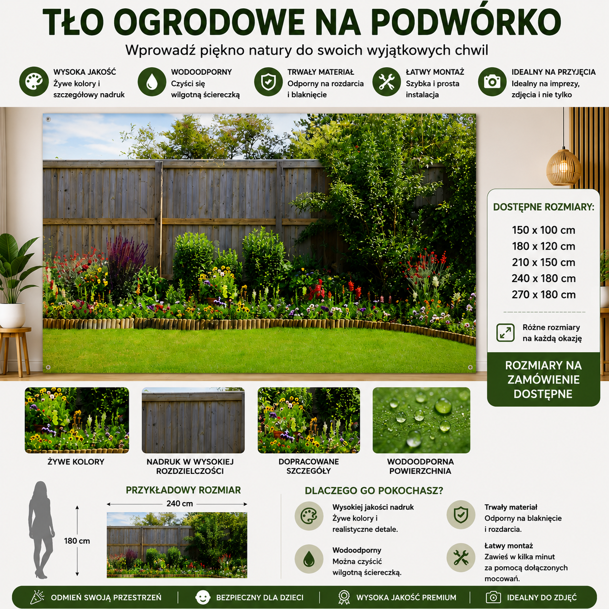 🌲🌸 Zmień swoje podwórko w zaczarowany las – jeden baner, nieskończone piękno! ✨——Tło odpowiednie do użytku zarówno wewnątrz, jak i na zewnątrz