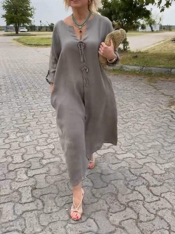 Bawełniana bawełniana i lniana sukienka