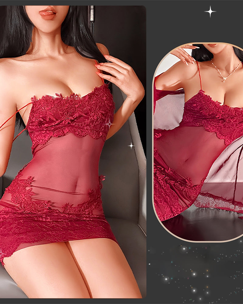 Komplet piżamowy z siateczki koronkowej dla kobiet