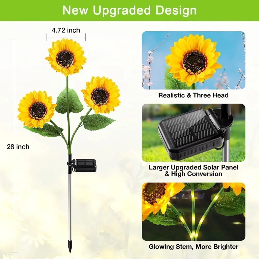 🌻 Ograniczona czasowo zniżka 50%! ✨ Lampa solarna Sunflower – automatyczne włączanie/wyłączanie, 14 godzin ciągłego światła, wodoodporność IP65 ☀️