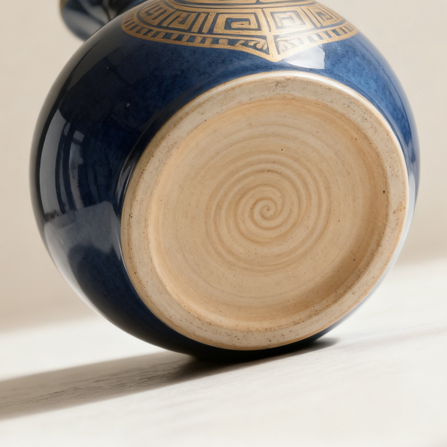  Kék porcelán palack forgó mintával és címerrel