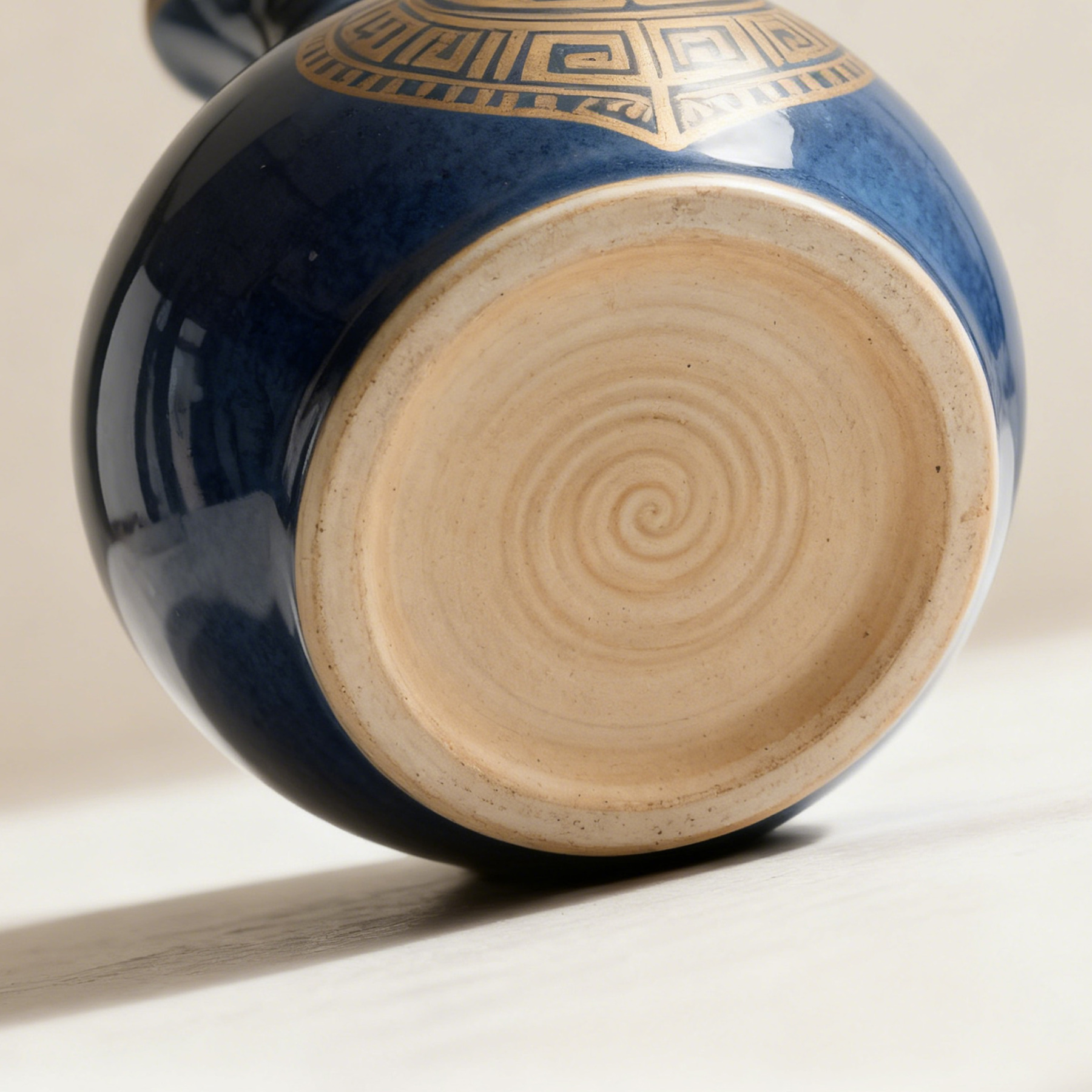  Kék porcelán palack forgó mintával és címerrel