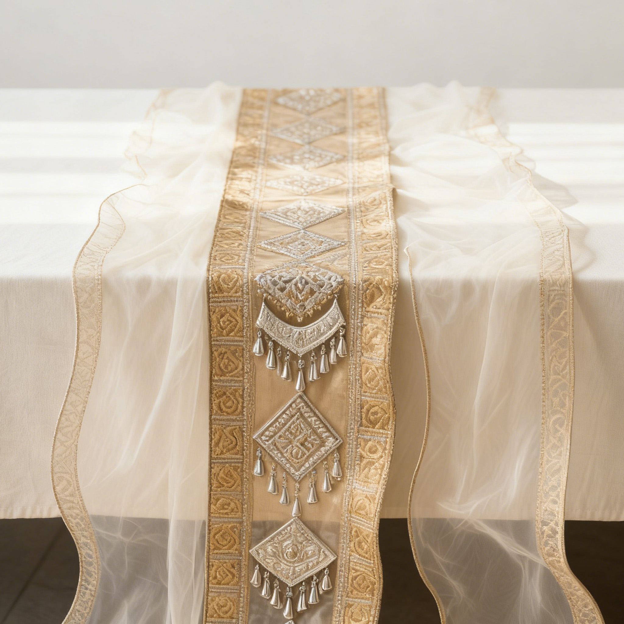 Kézzel készült selyem asztali terítő