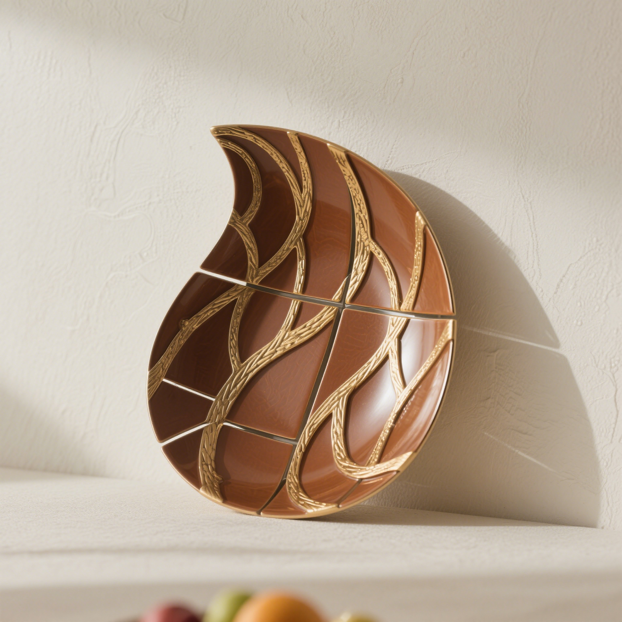 Őszi levélmintás mázas kerámia tál (3 db)