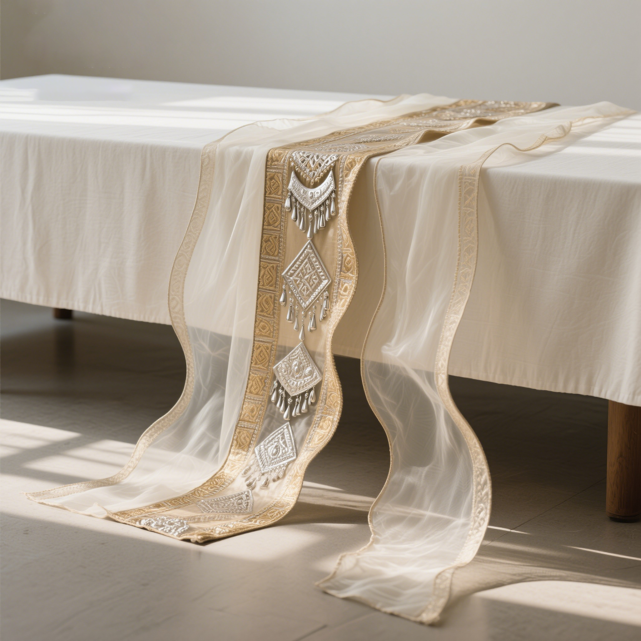 Kézzel készült selyem asztali terítő