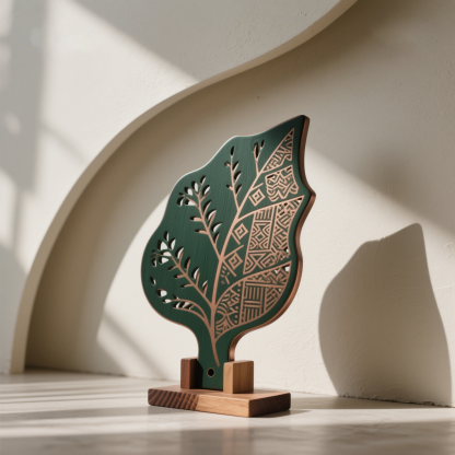 Fa művészi faragott levél alakú hőálló alátét (5 darabos készlet)