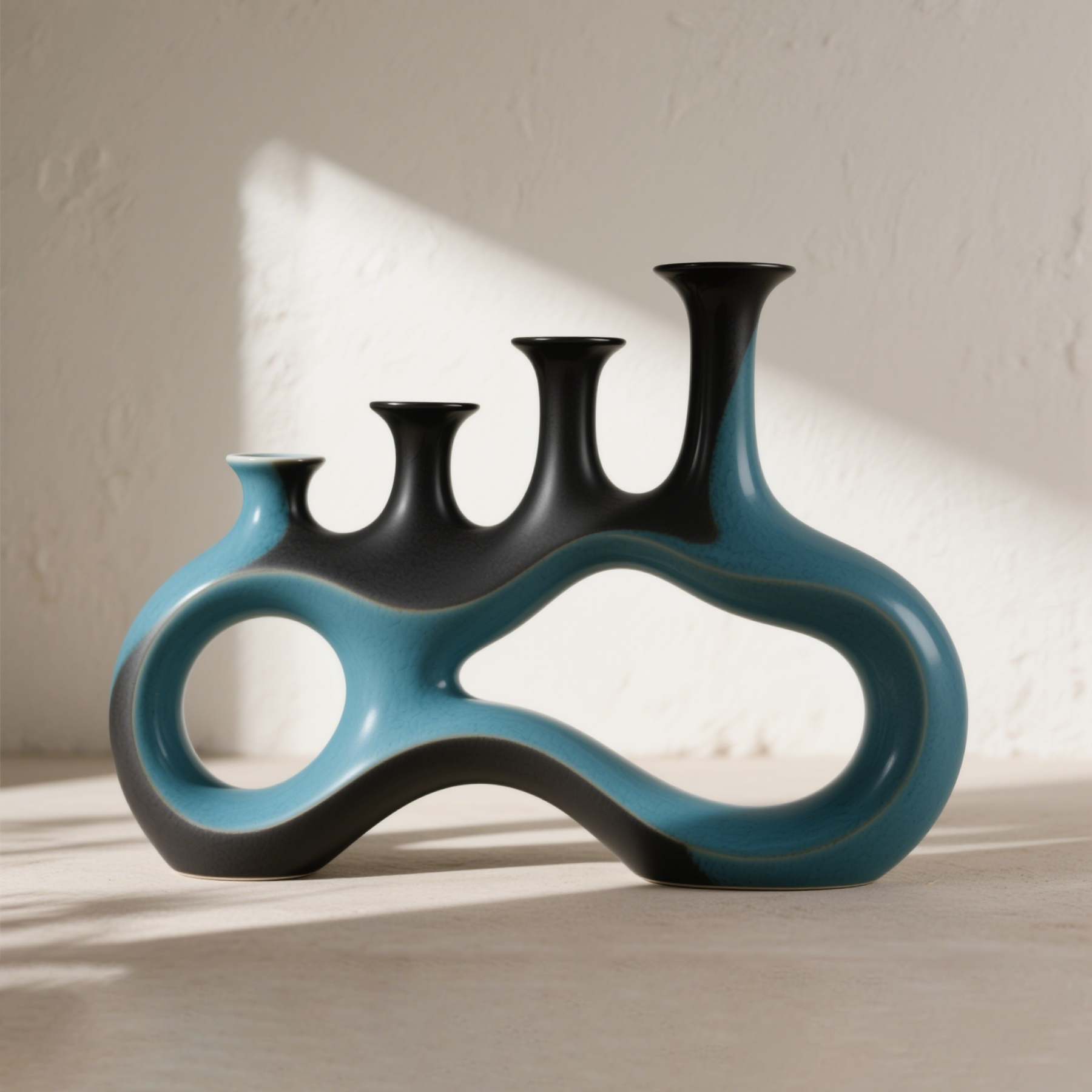 Művészi kerámia virágváza több nyílással 