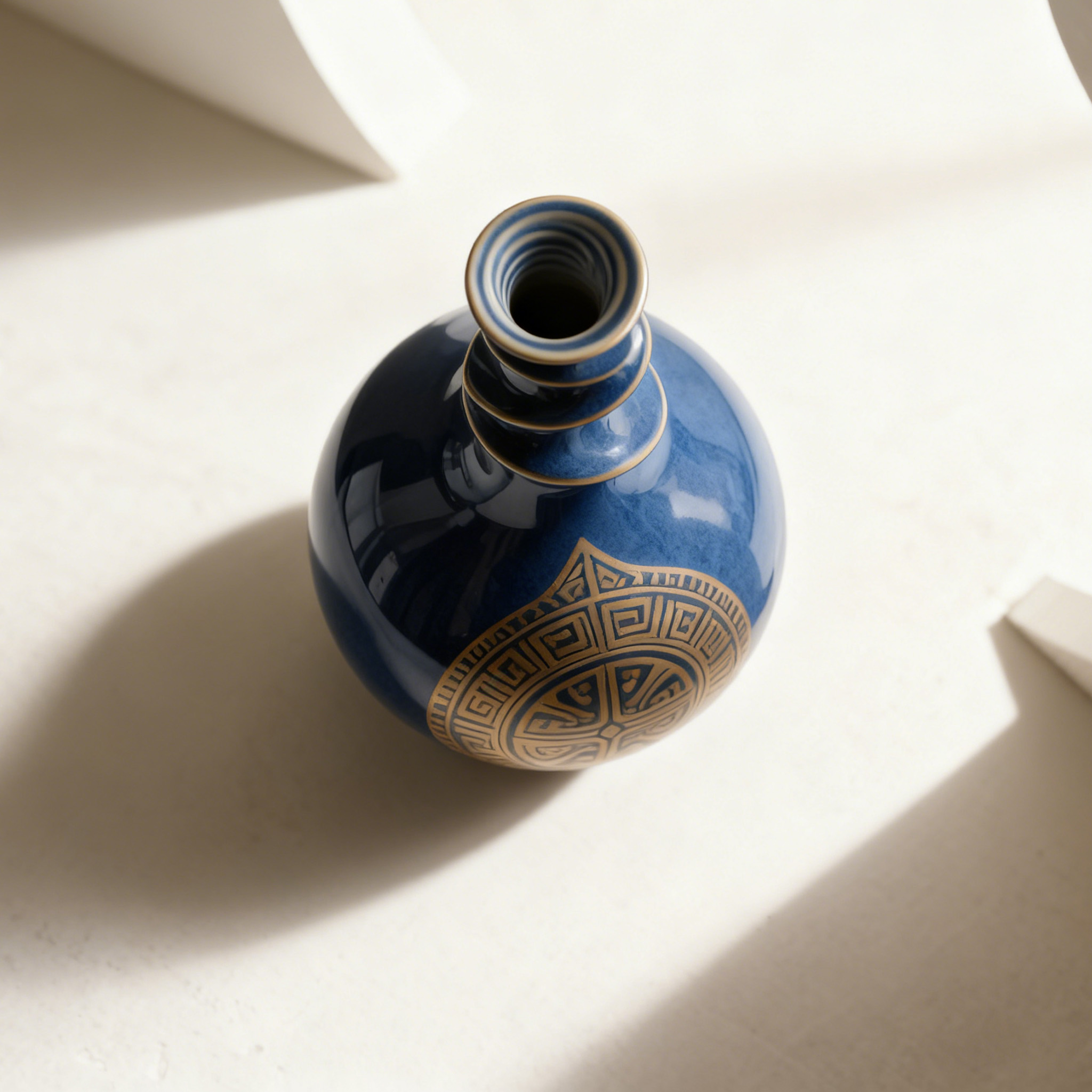  Kék porcelán palack forgó mintával és címerrel