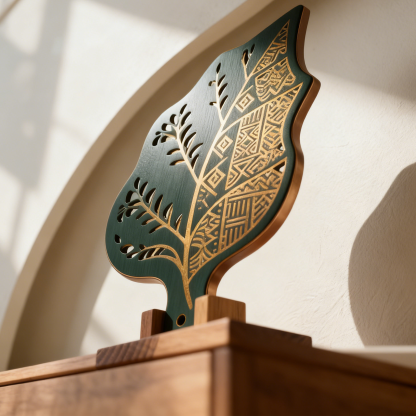 Fa művészi faragott levél alakú hőálló alátét (5 darabos készlet)