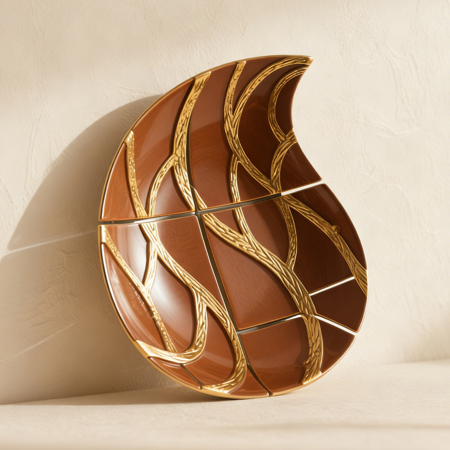 Őszi levélmintás mázas kerámia tál (3 db)