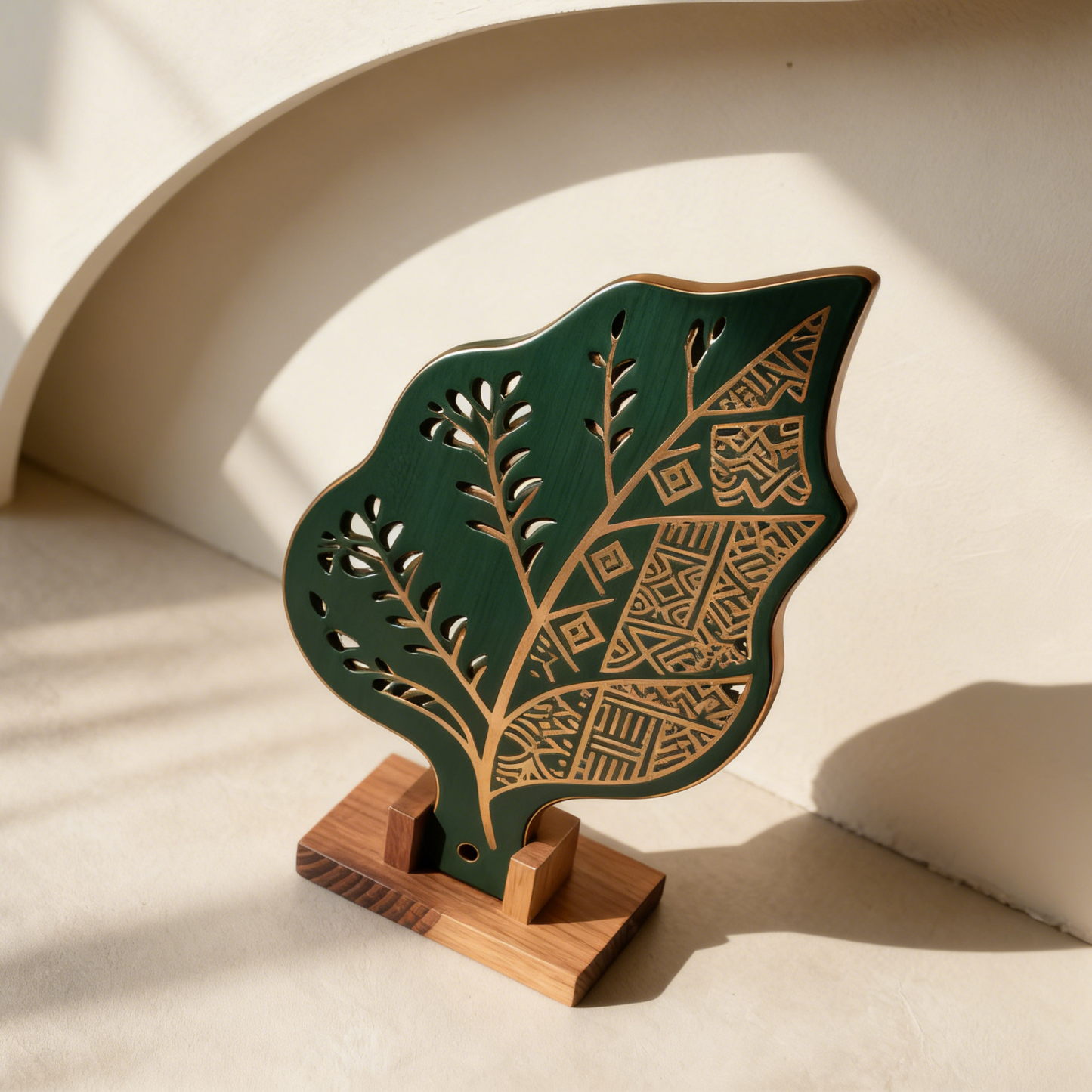 Fa művészi faragott levél alakú hőálló alátét (5 darabos készlet)