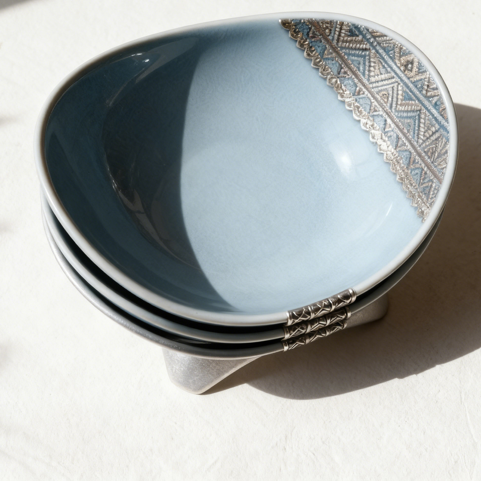 legáns mázas kerámia tál szett