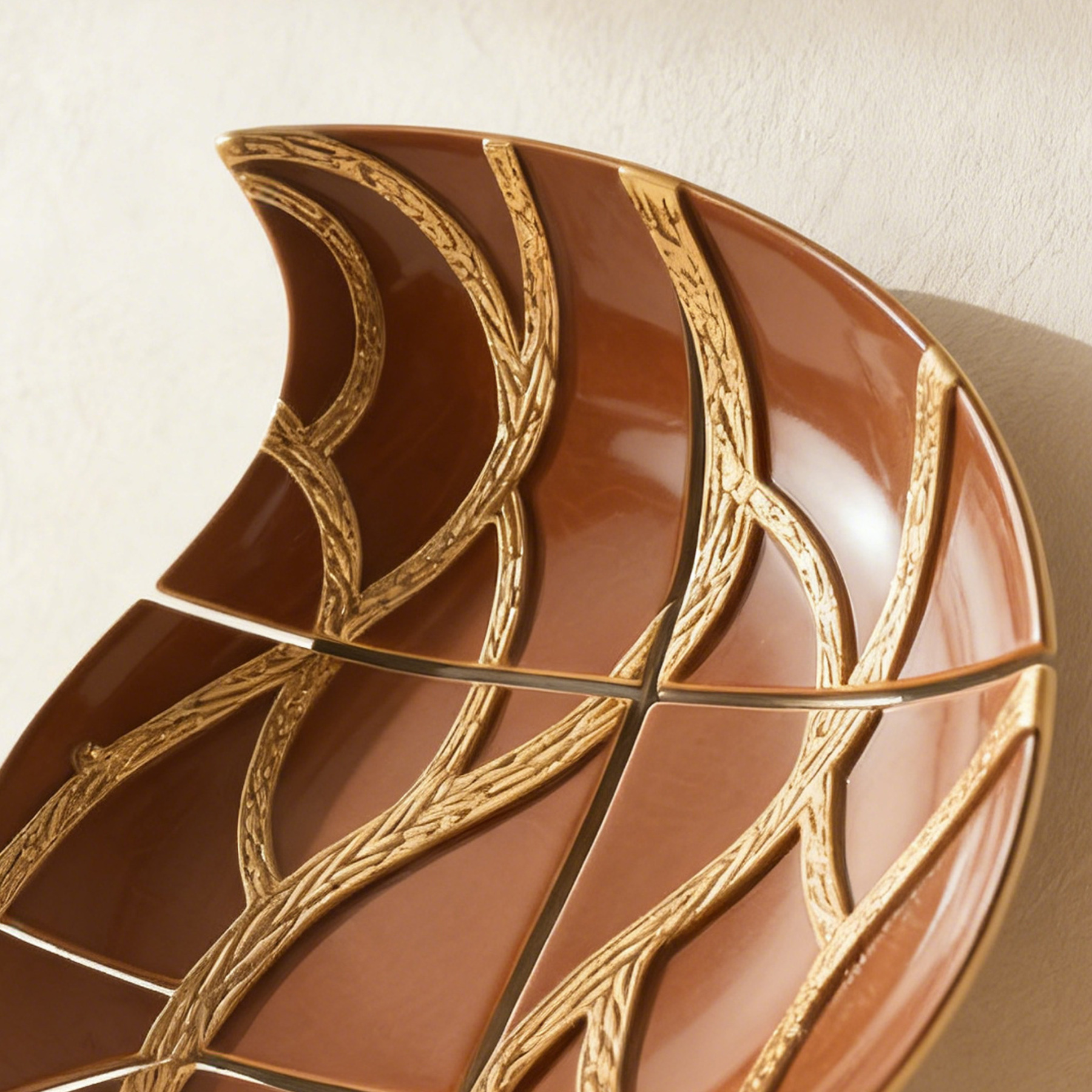 Őszi levélmintás mázas kerámia tál (3 db)