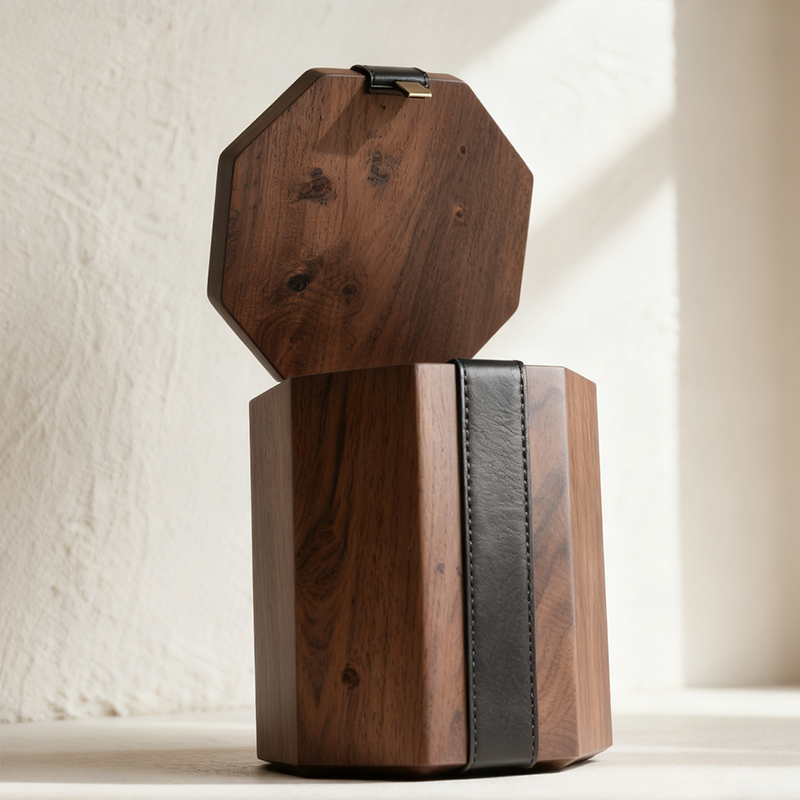 Nyolcszögletű fa tárolódoboz