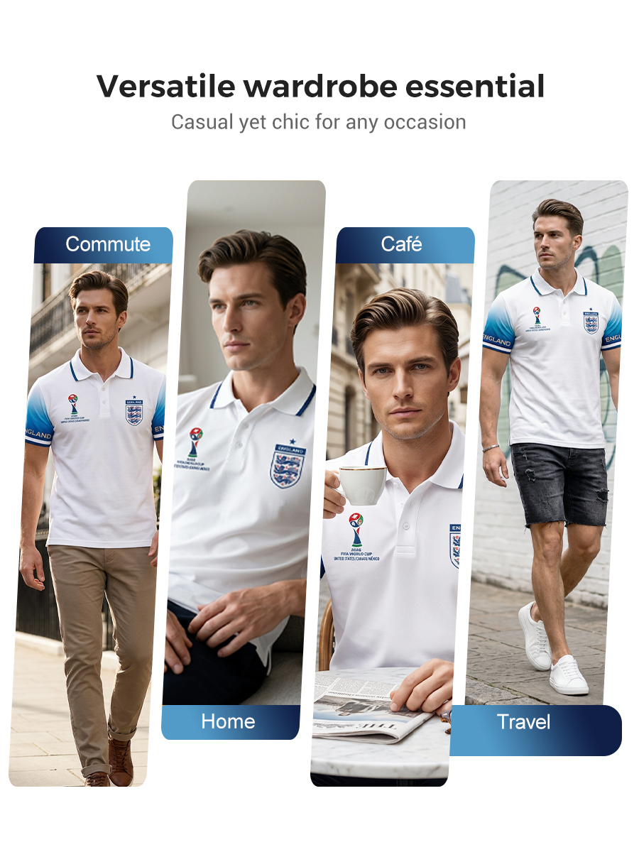 Men's vintage British football fan printed casual polo shirt