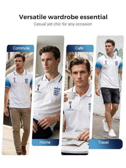 Men's vintage British football fan printed casual polo shirt